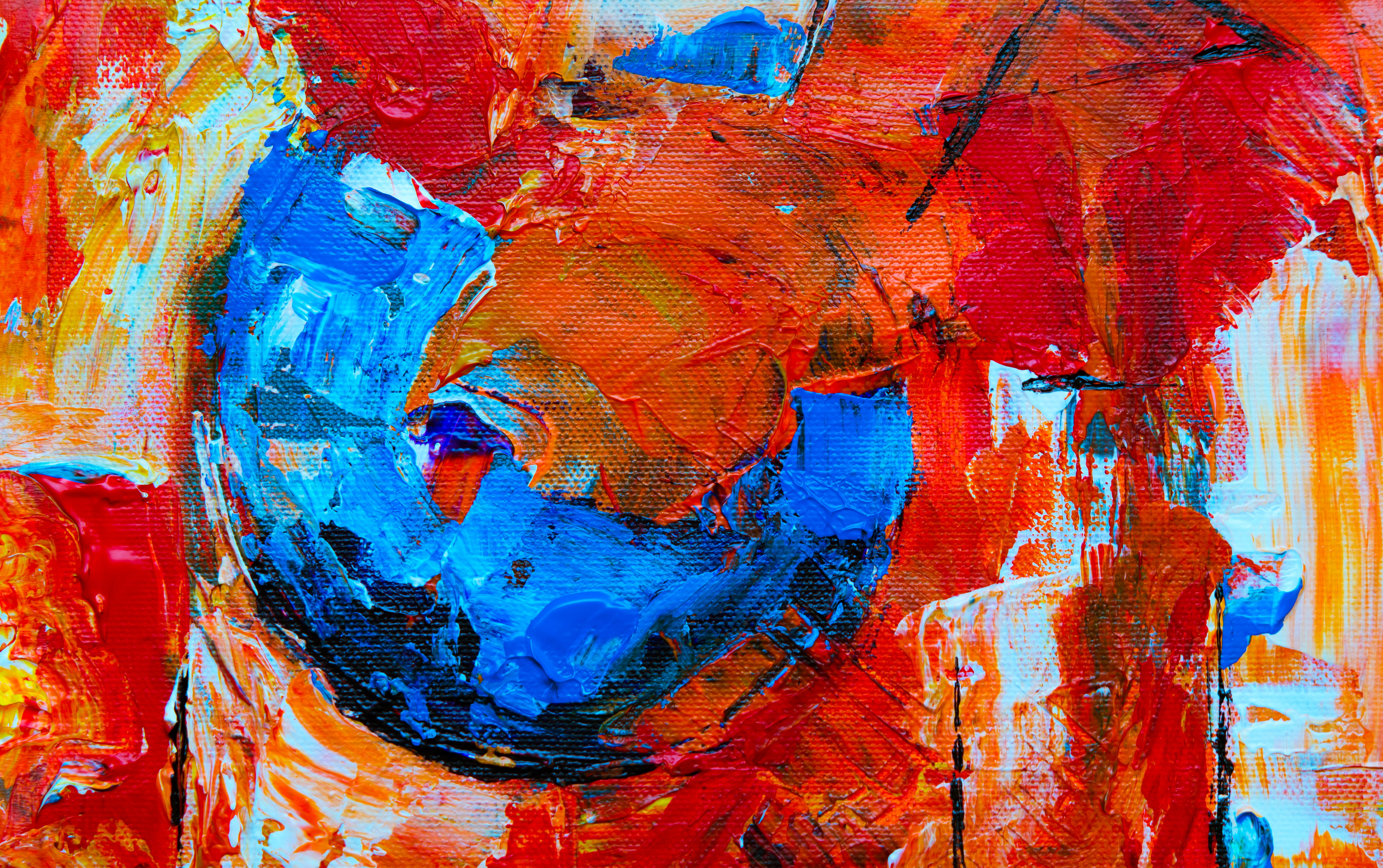 Red and Multicolored Abstract Painting Close-up Photography, abstract expressionism