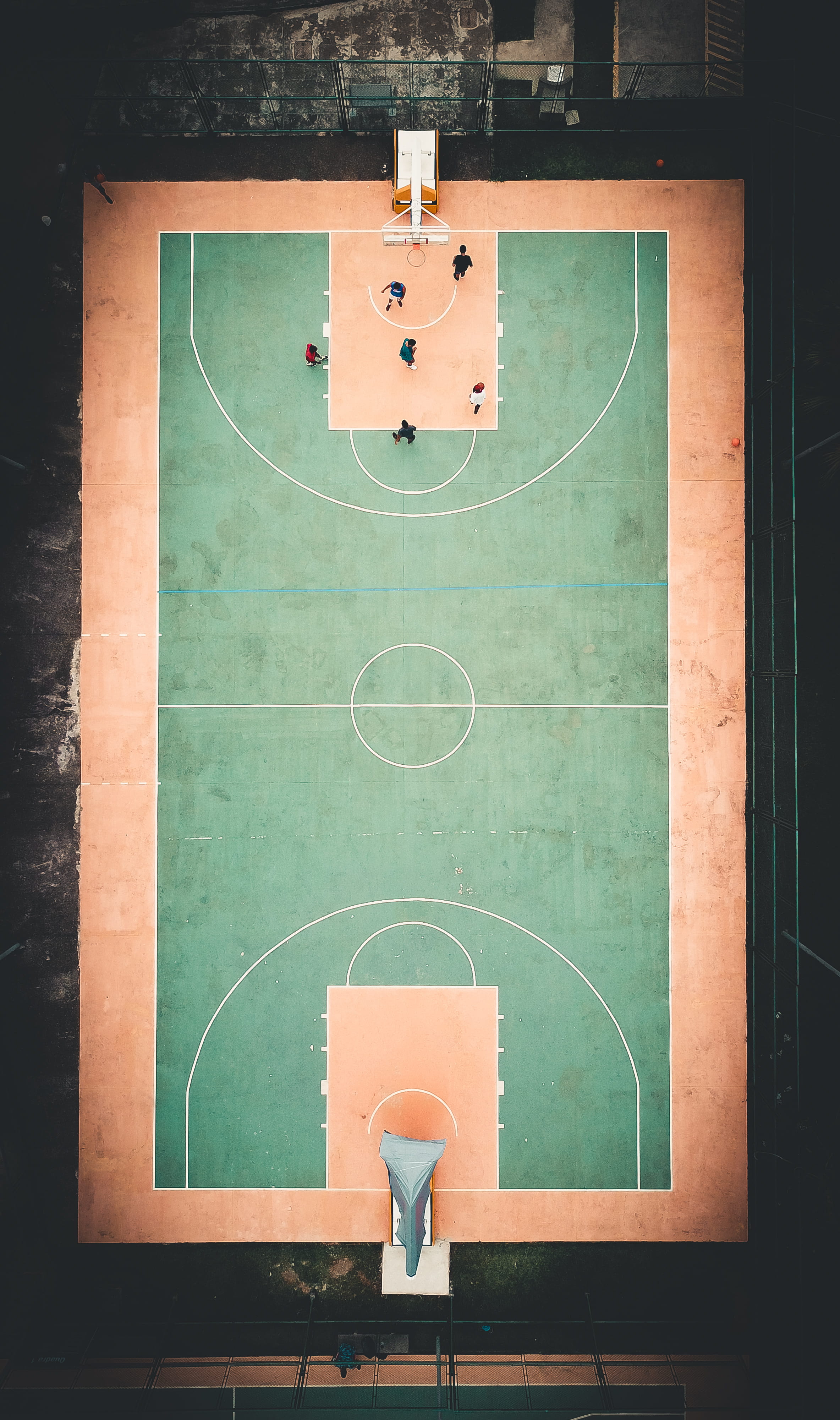 aerial view of basketball coutr, sport, team, team sport, sports