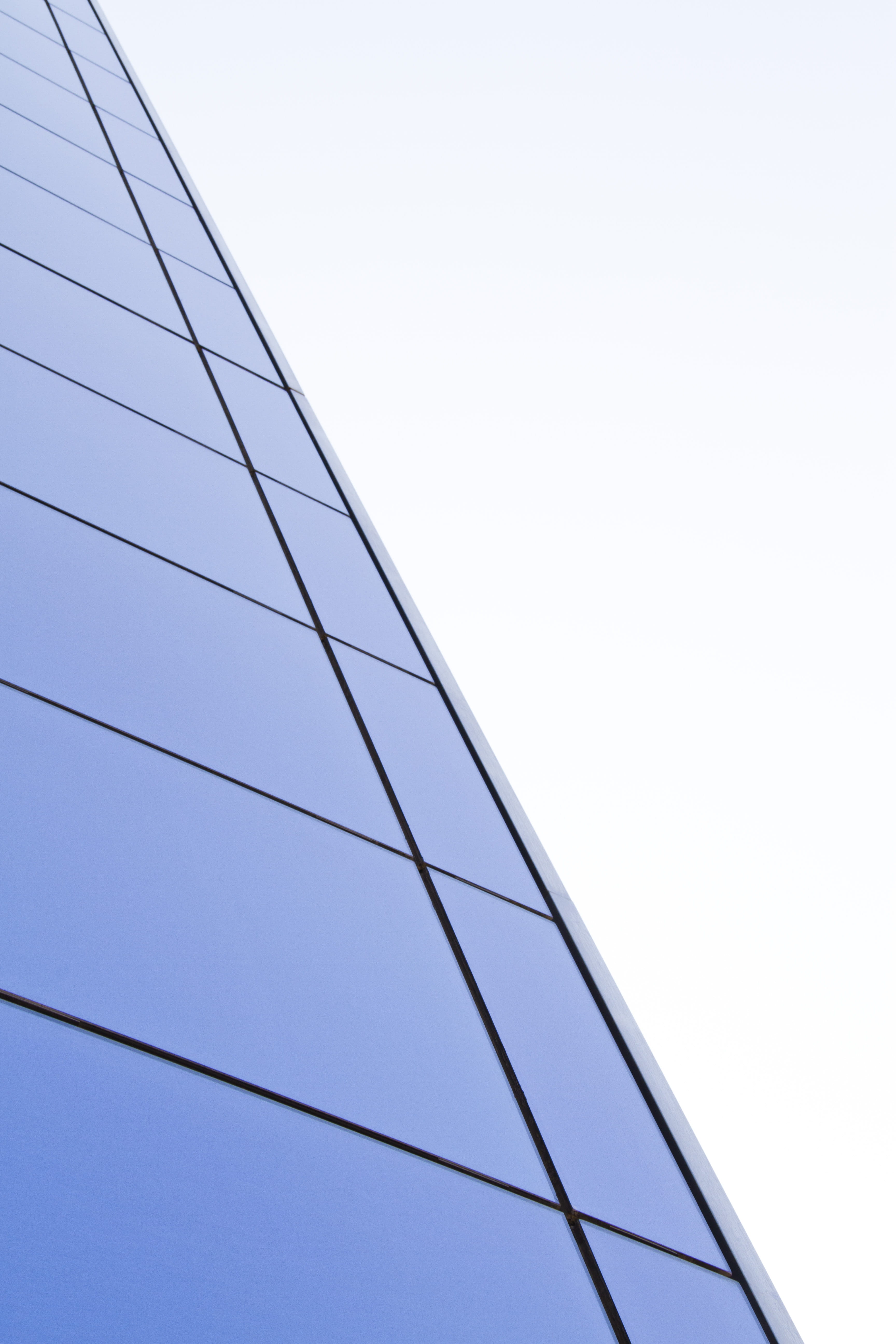 architecture, blue, windows, sky, low angle view, clear sky