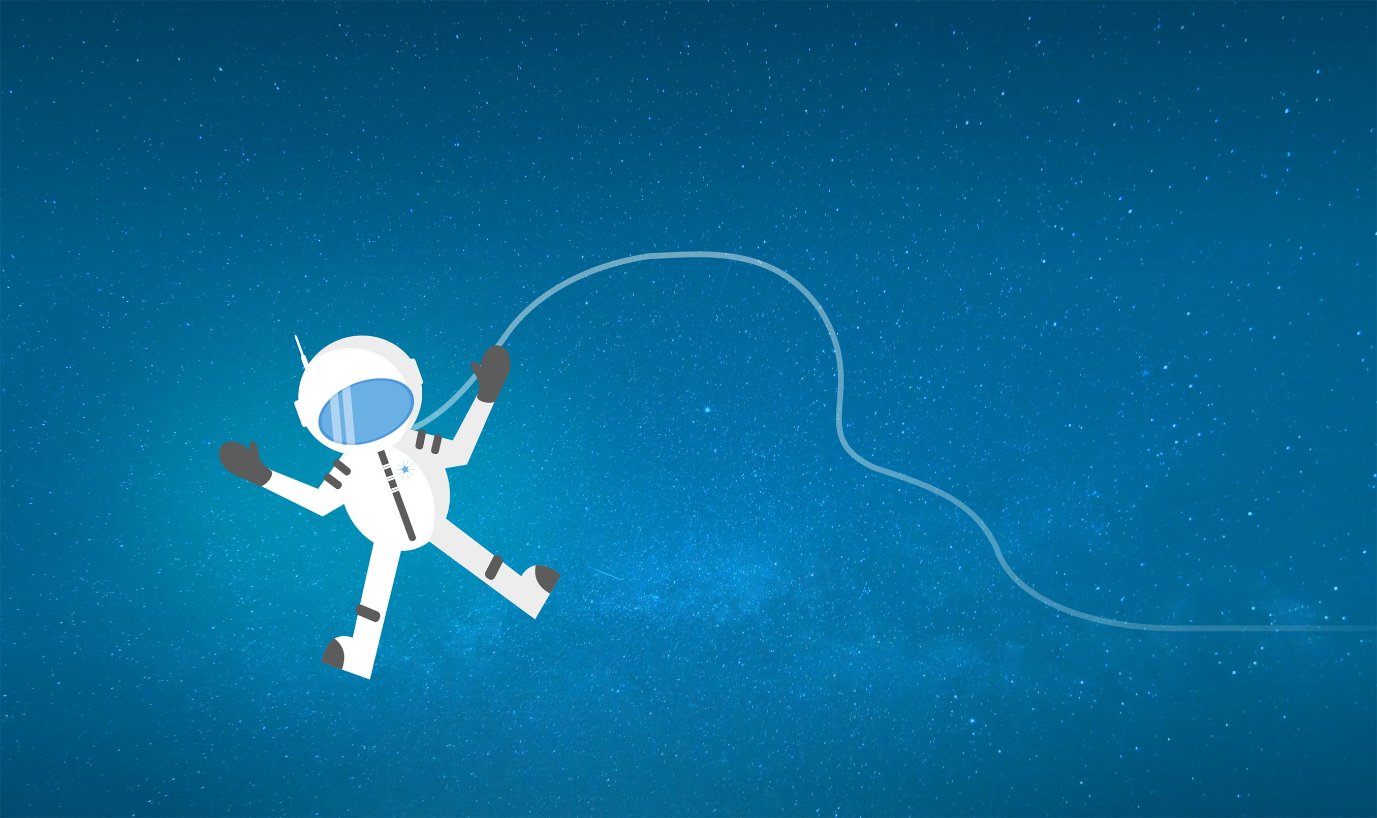 Cartoon Astronaut Drifting and Lost in Space - With Copyspace