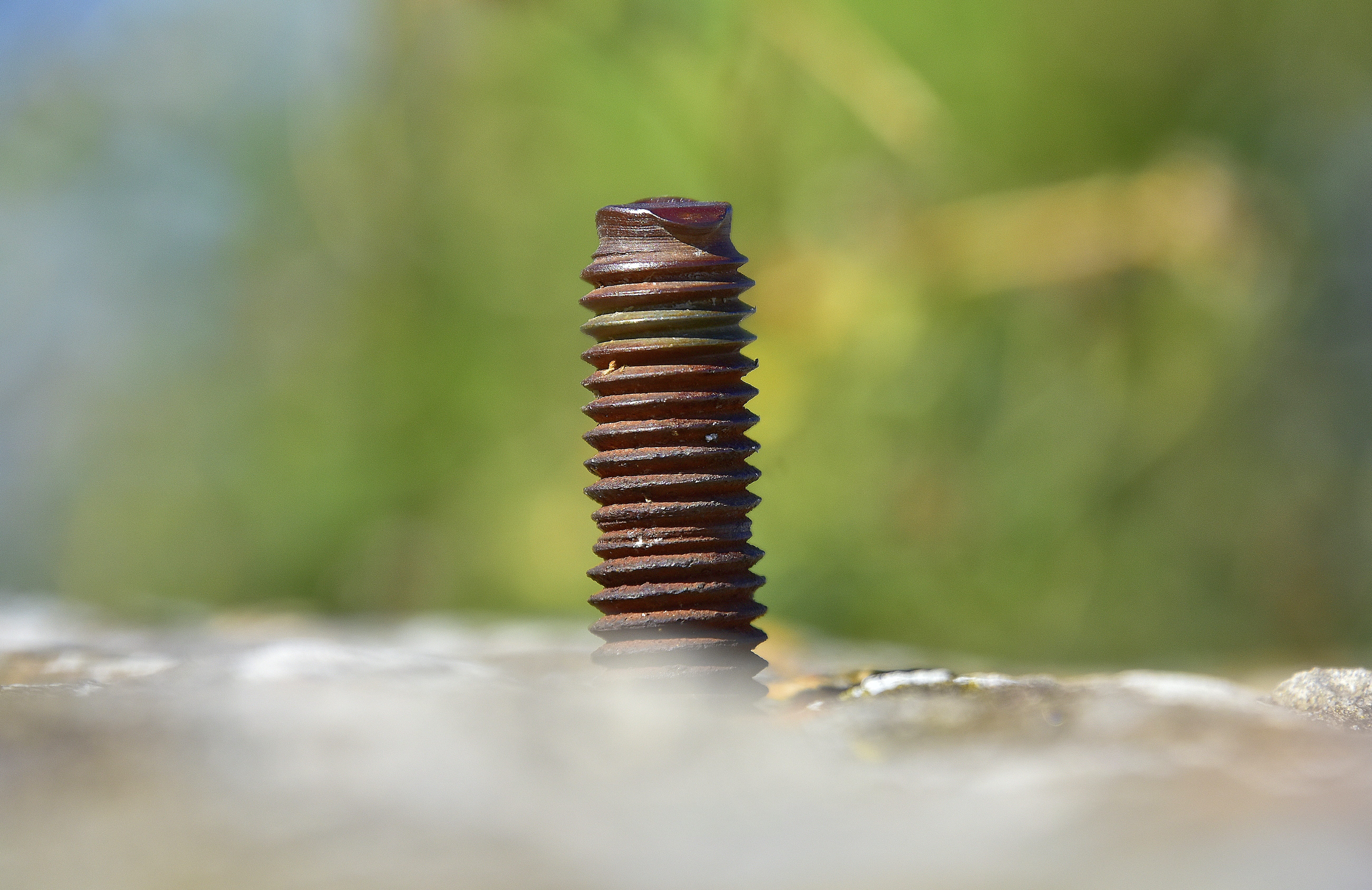 screw, thread, iron, rust, mechanical, close-up, selective focus