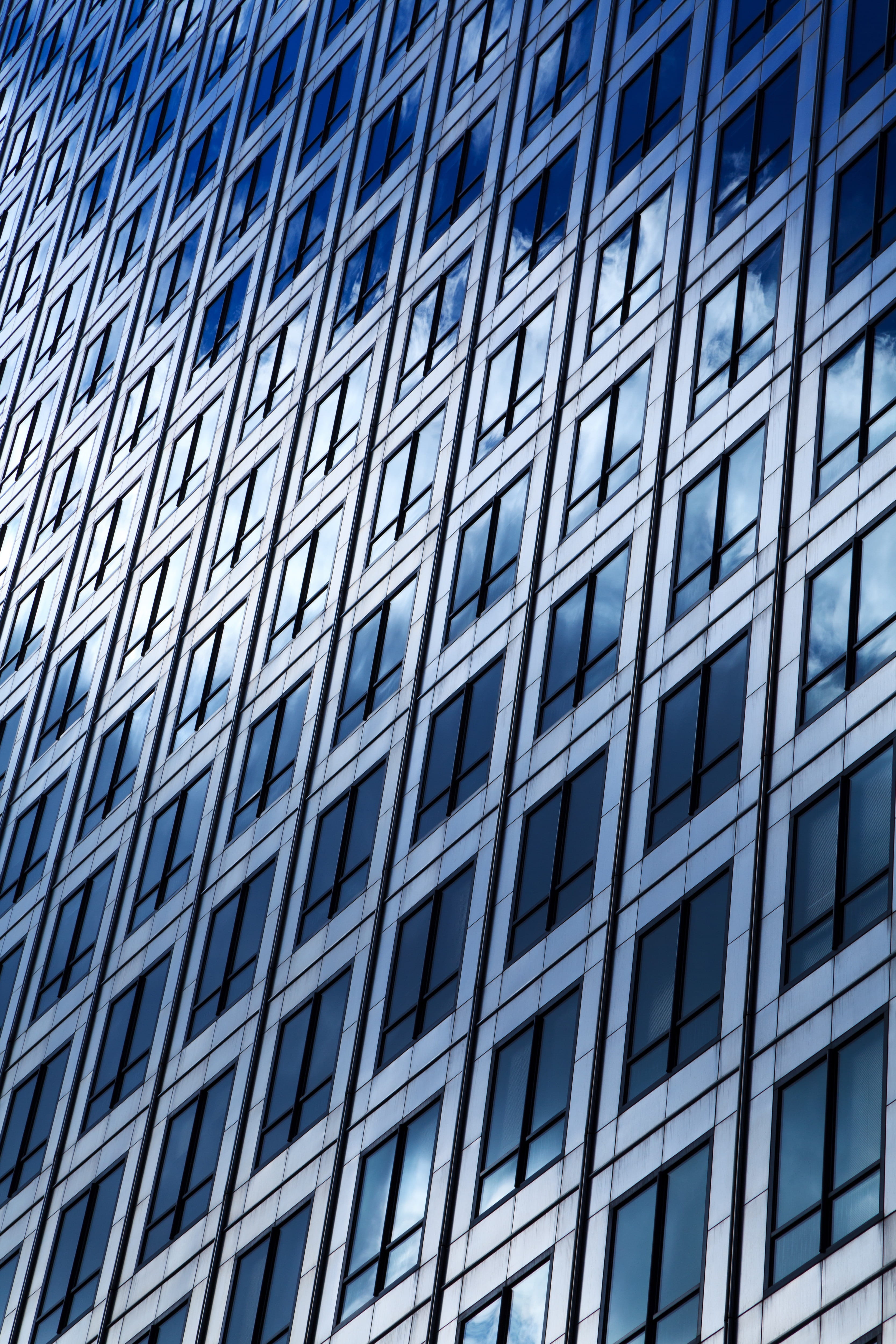 Gray and Black Glass Building, architecture, pattern, perspective