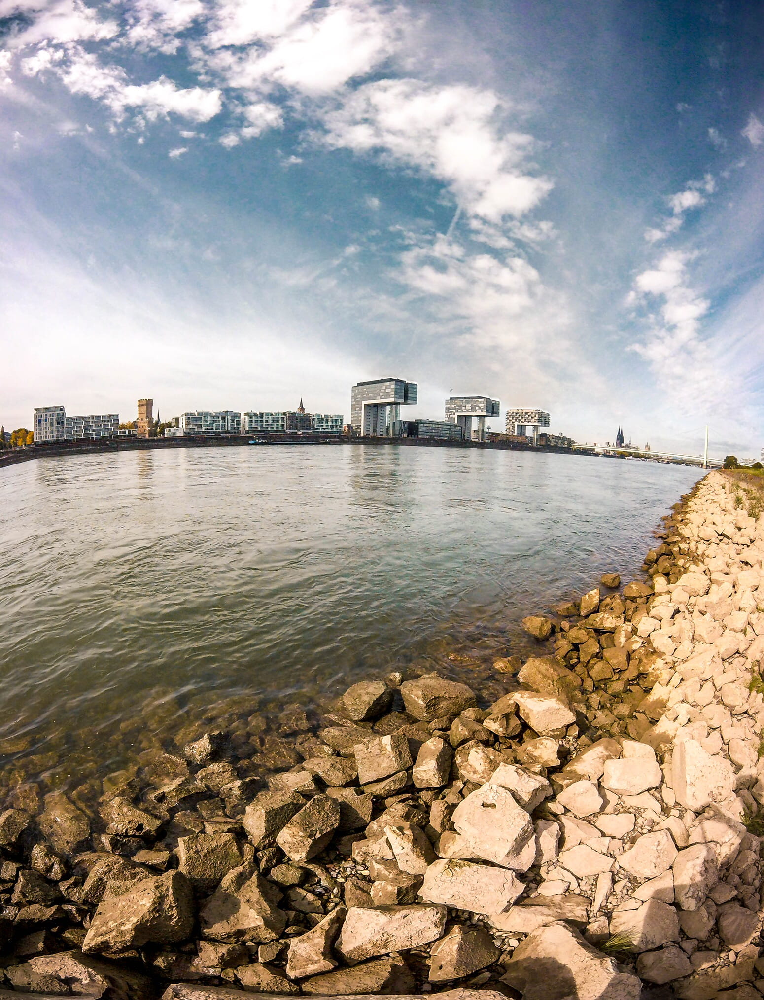 cologne, river, panorama, water, sky, architecture, built structure