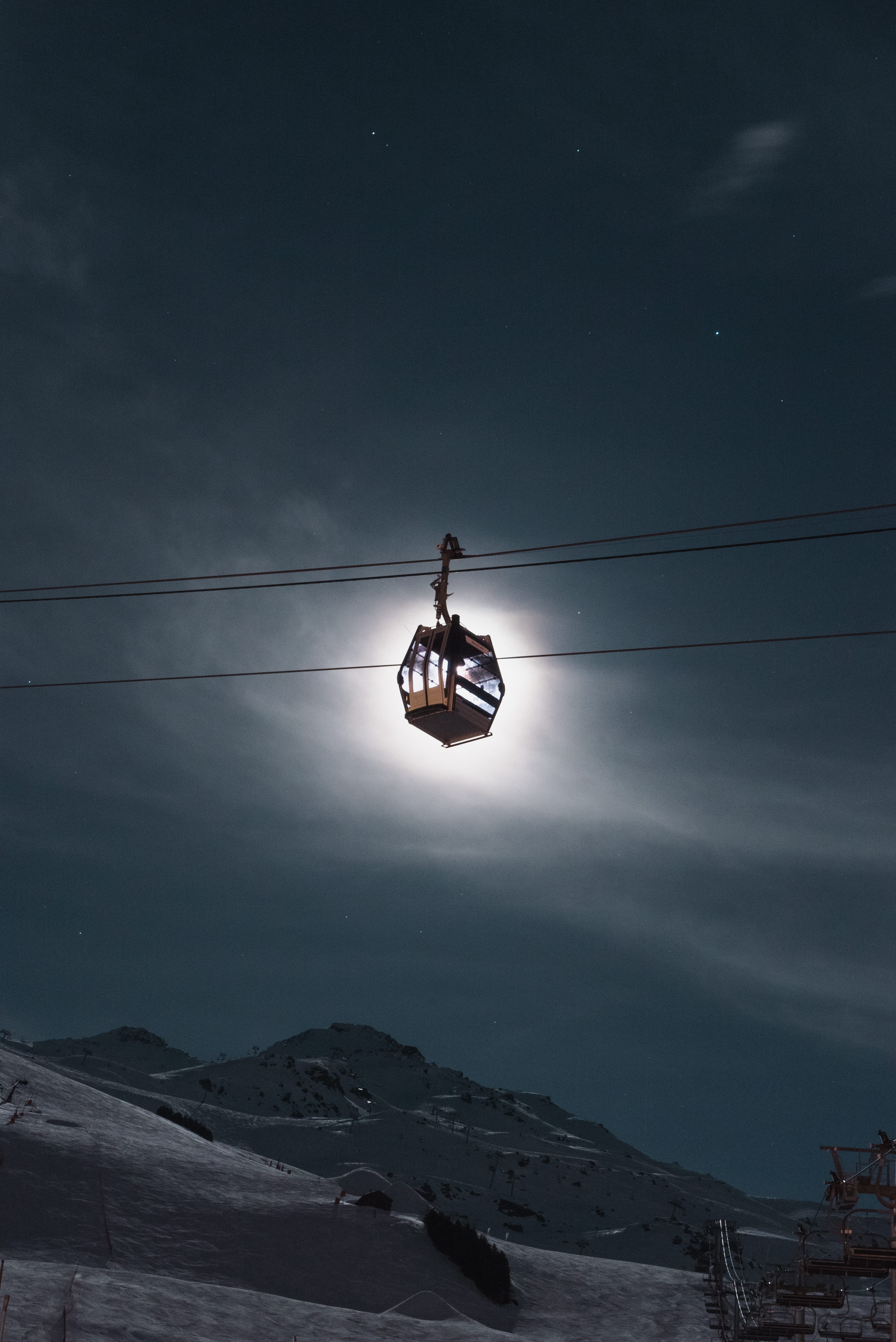 cable ride at night, sky, low angle view, nature, cloud - sky