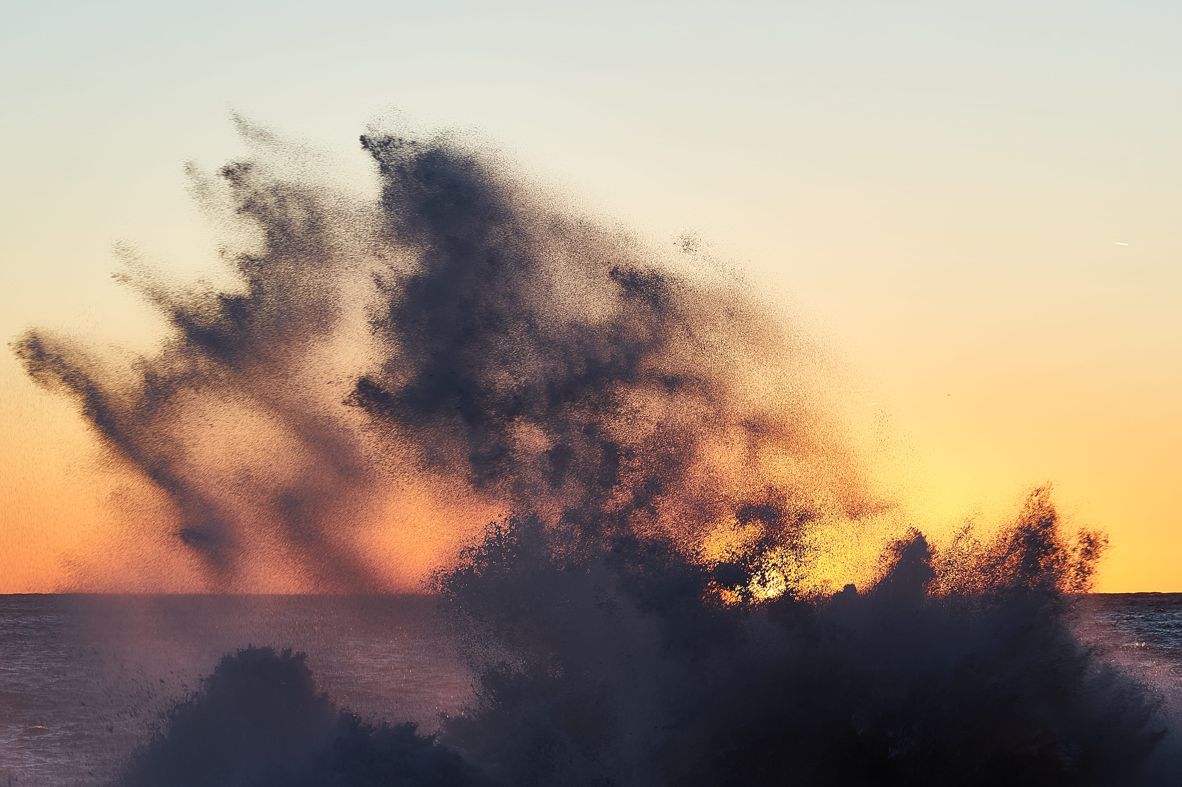 sea waves, fire, bonfire, flame, nature, forest fire, outdoors
