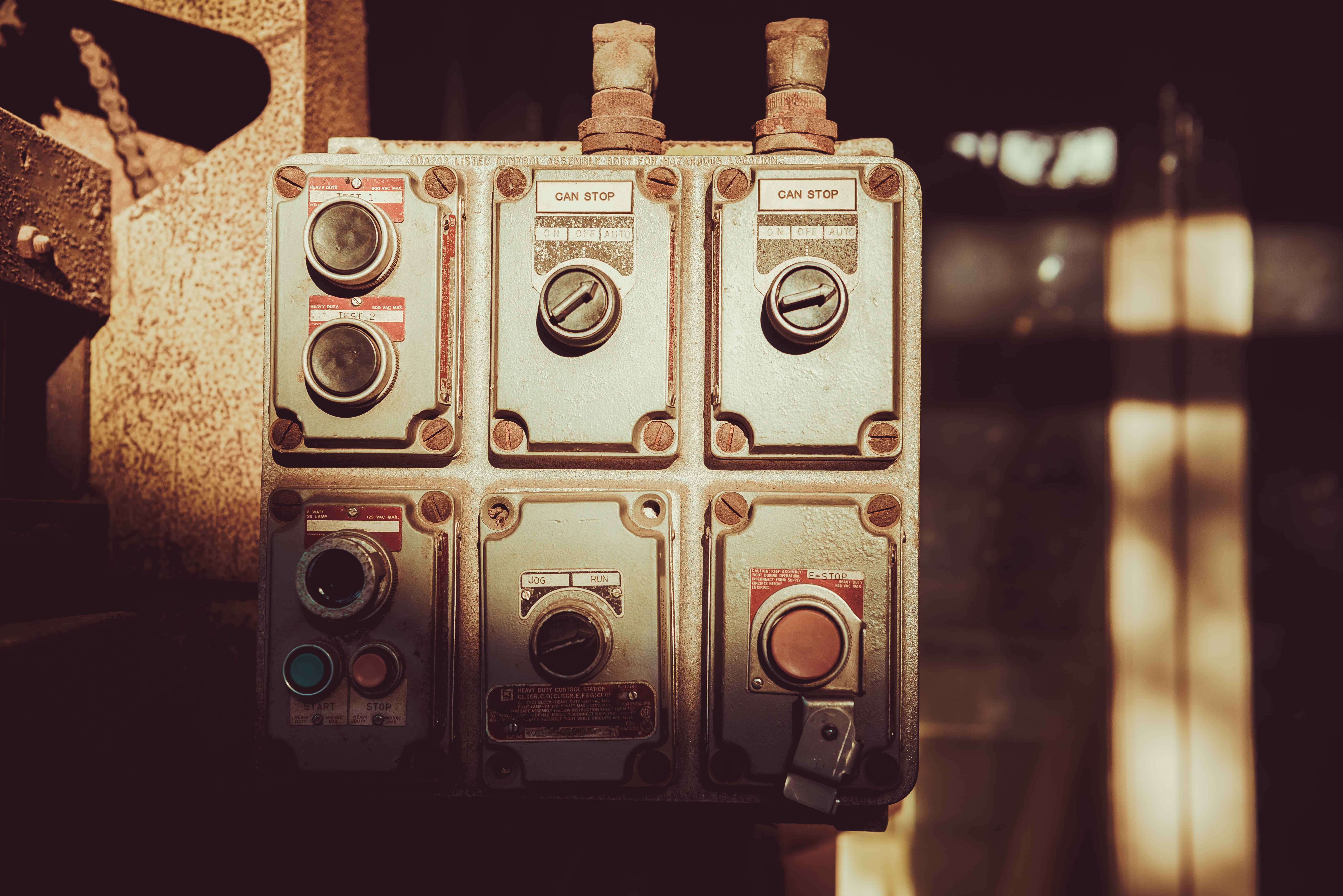 gray electric control panel on wall, camera, electronics, combination lock