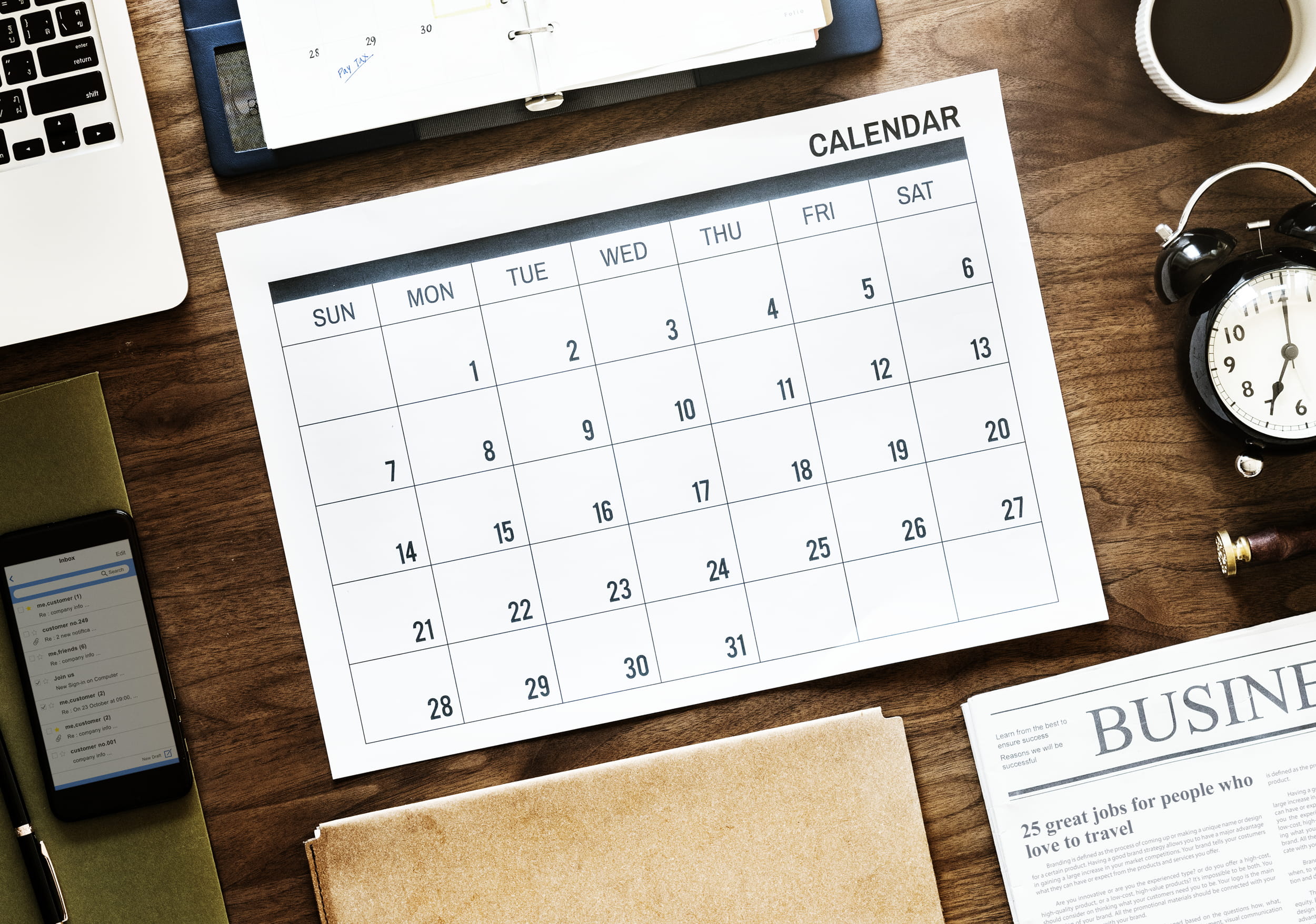 Flat Lay Photography of Calendar, agenda, data, date, deadline