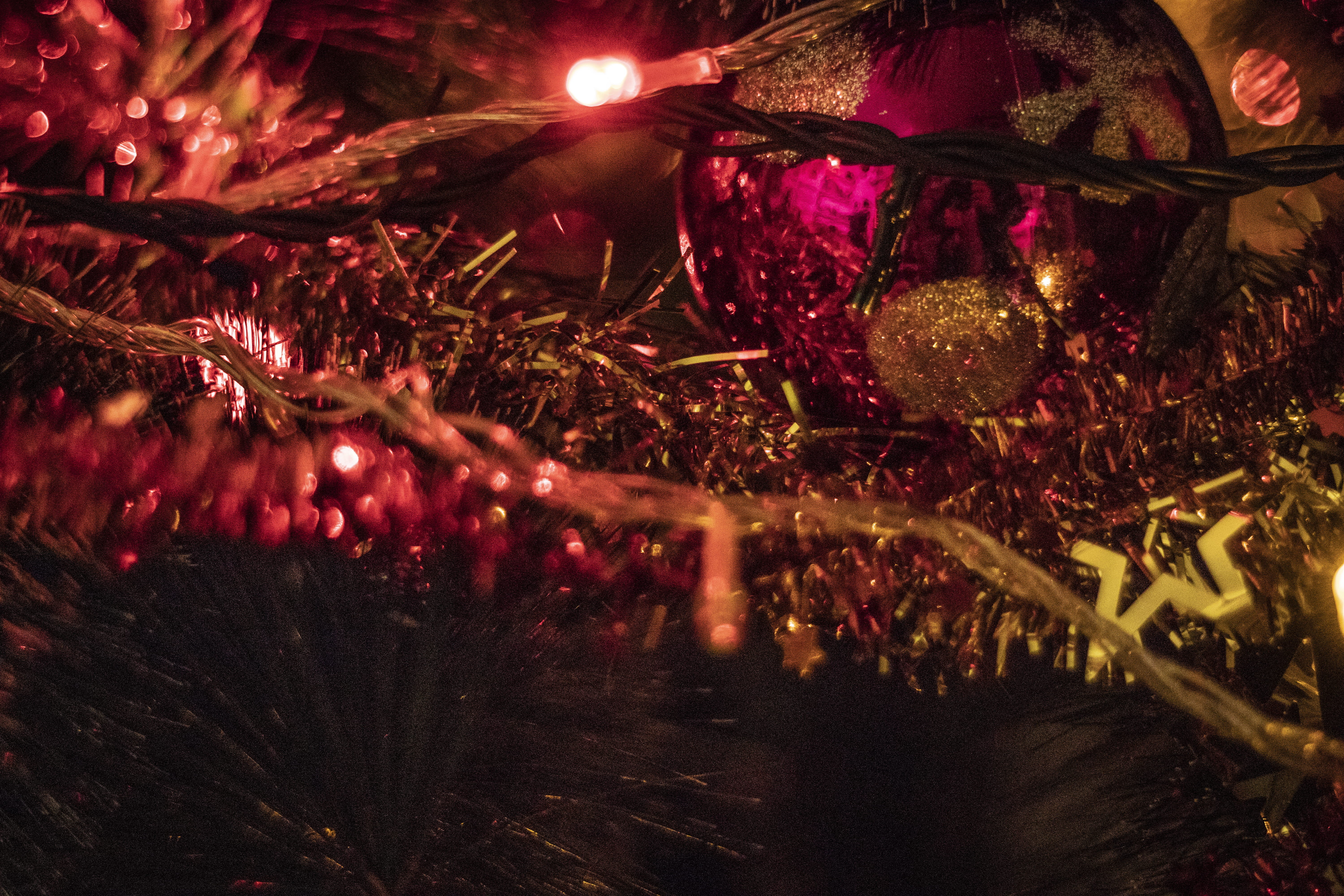 tree, ball, reflection, christmas, light, illuminated, celebration