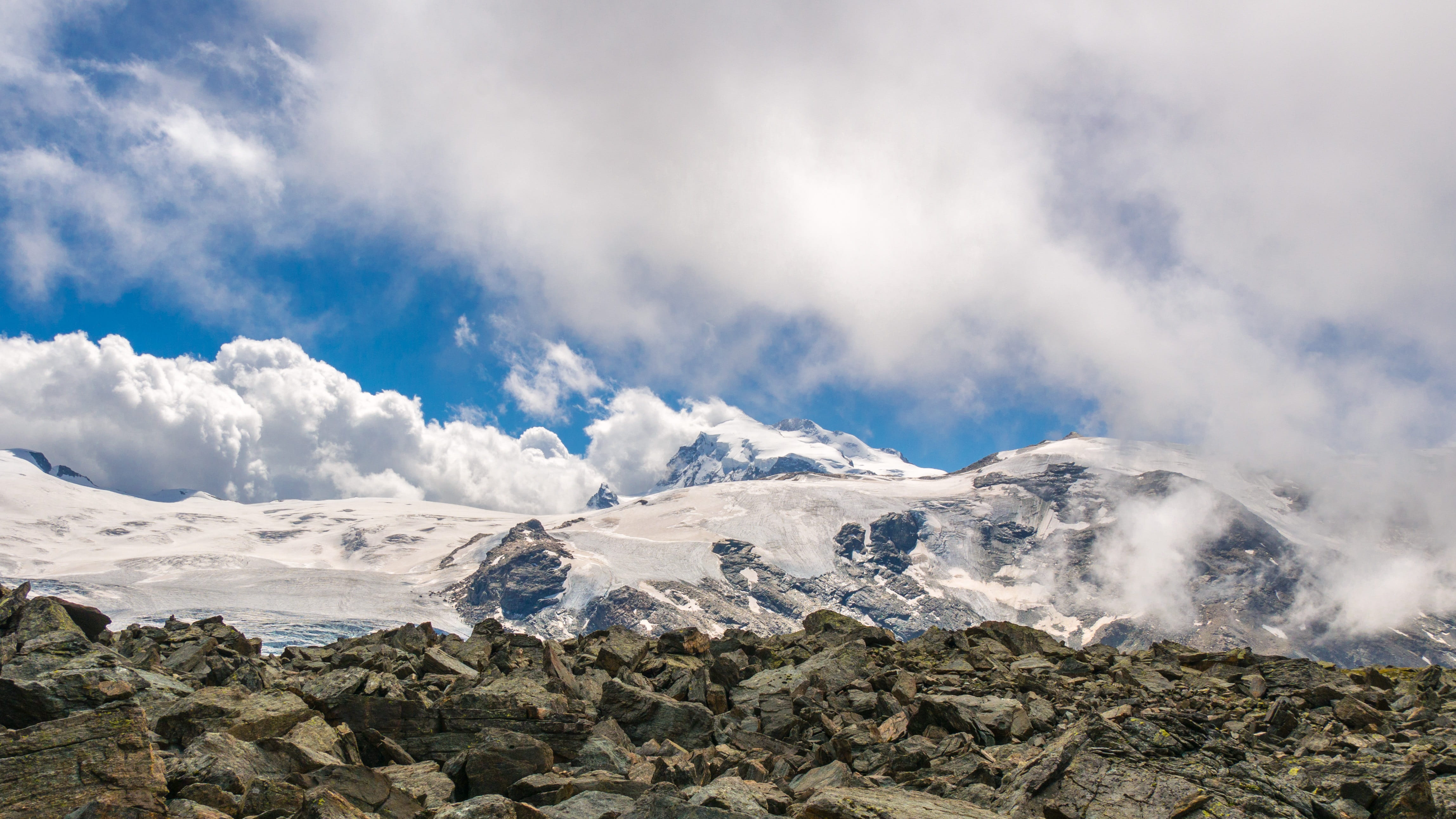 landscape, mountains, glacier, clouds, sky, cloud - sky, environment
