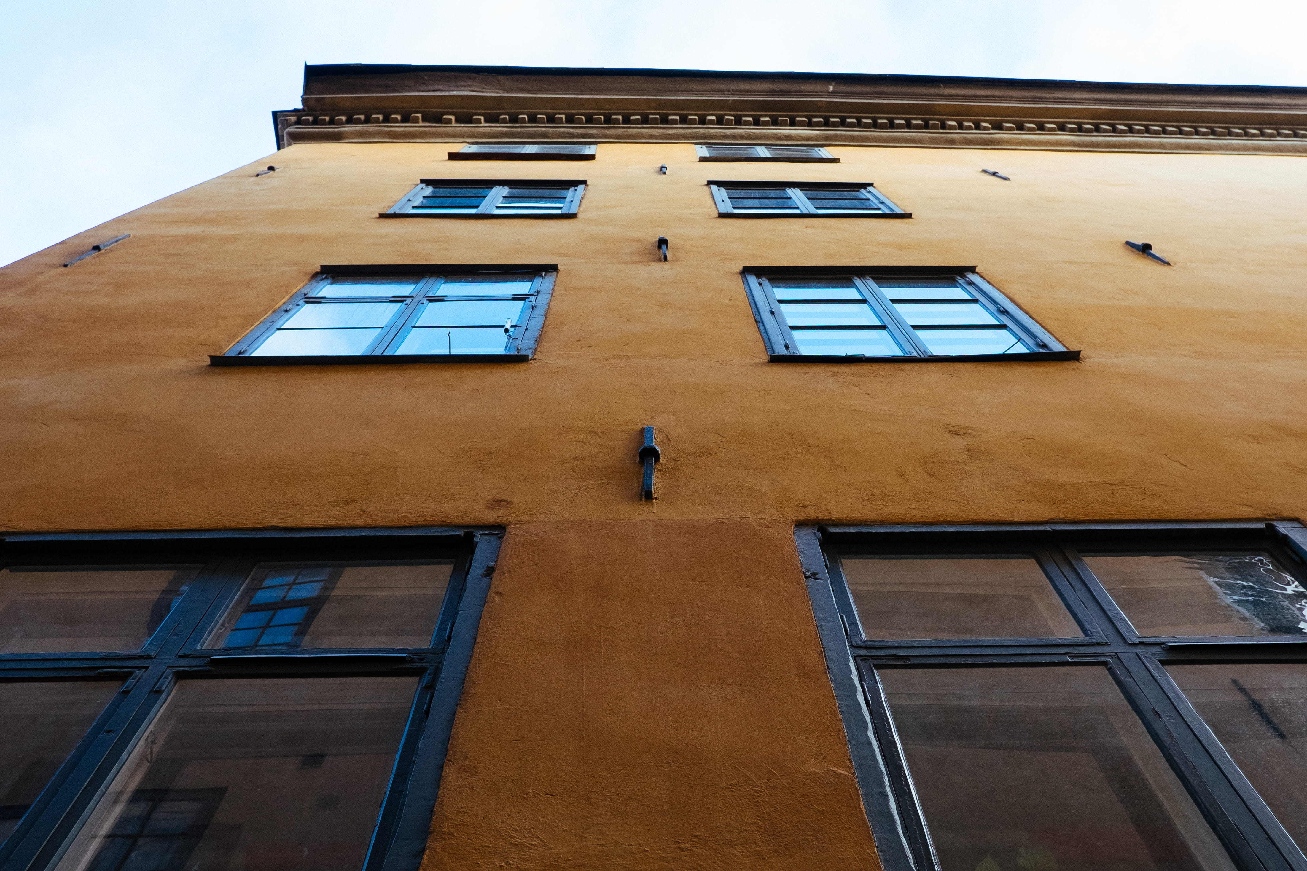 facade, windows, reflection, sandstone, antique, low angle view