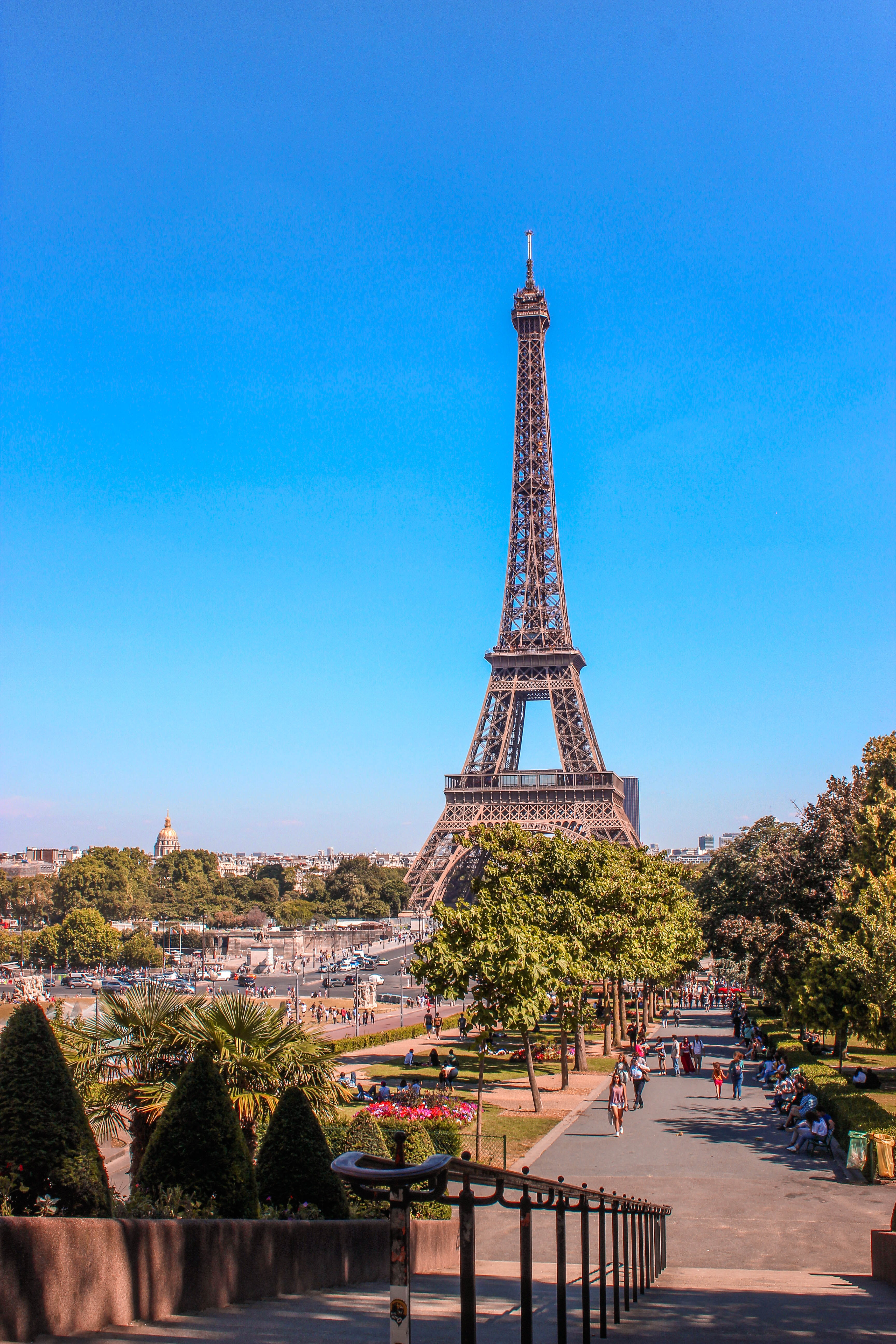 Eiffel Tower, architecture, built structure, tree, sky, tourism