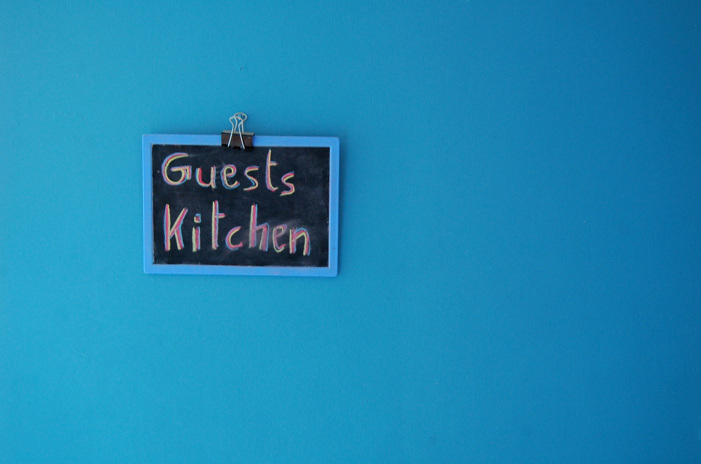 kitchen blue, text, western script, no people, communication