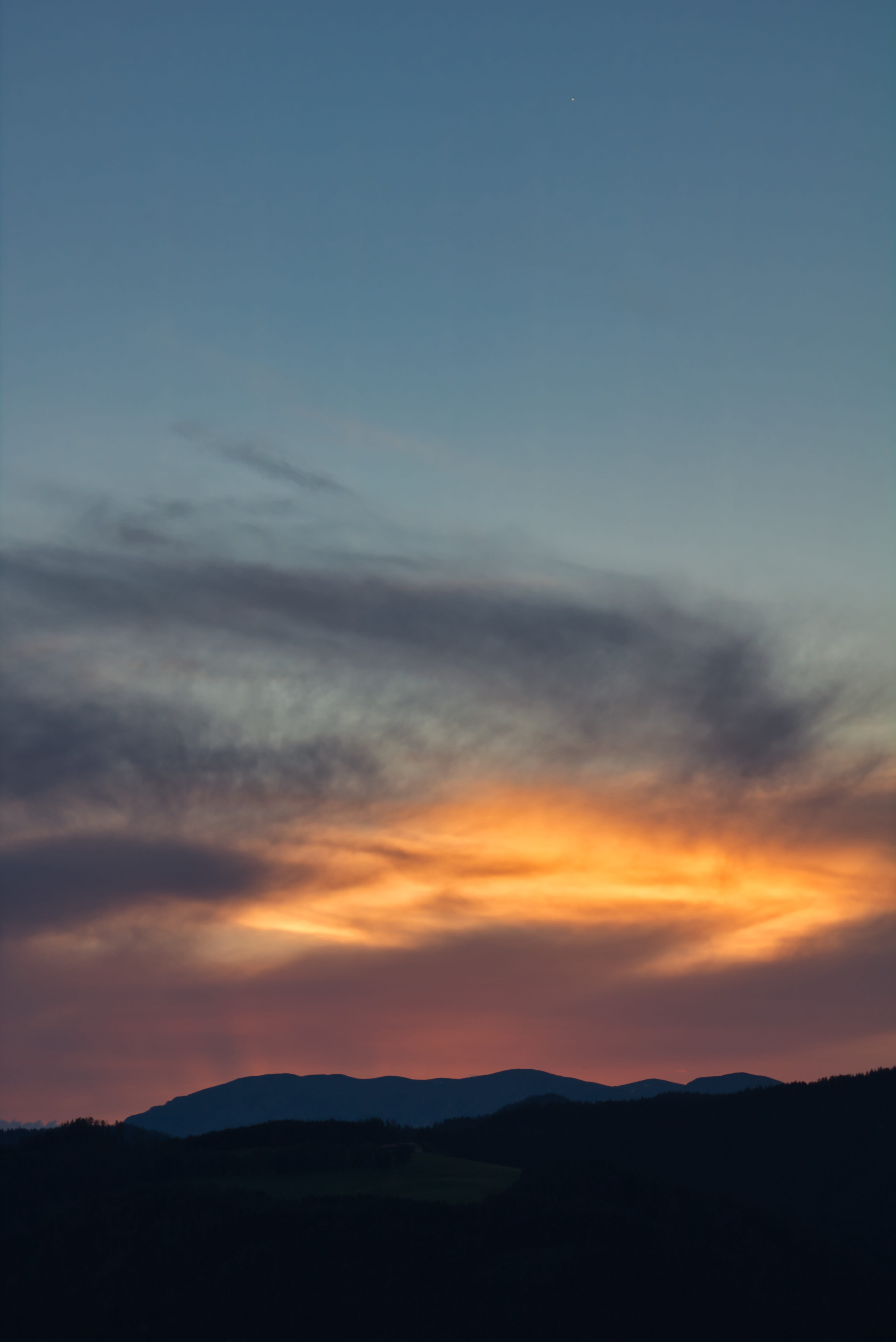 sunset, clouds, mountains, sky, landscape, evening, nature