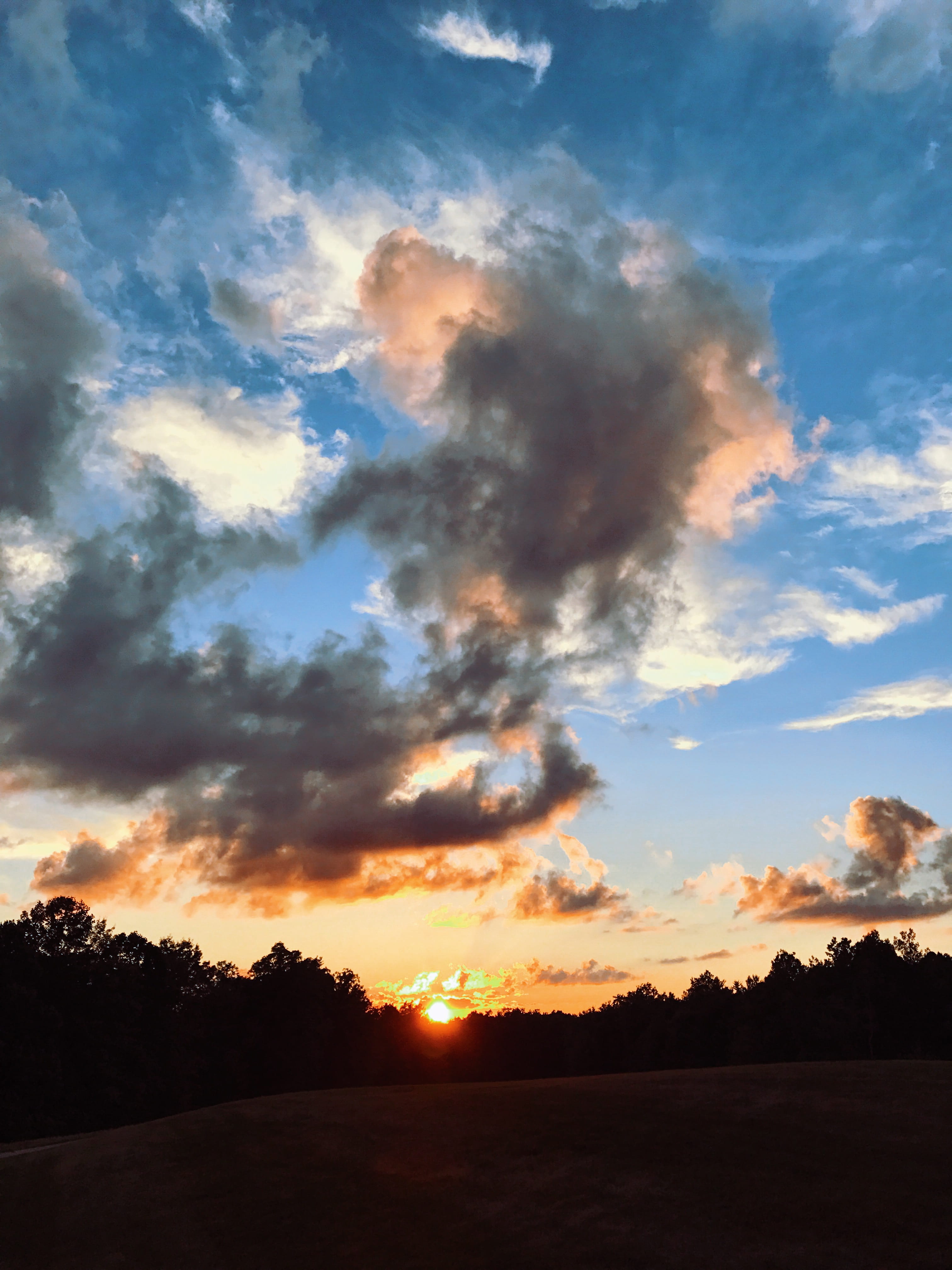 sunset, sky, clouds, golf, sunrise, warm, cloud - sky, tranquility