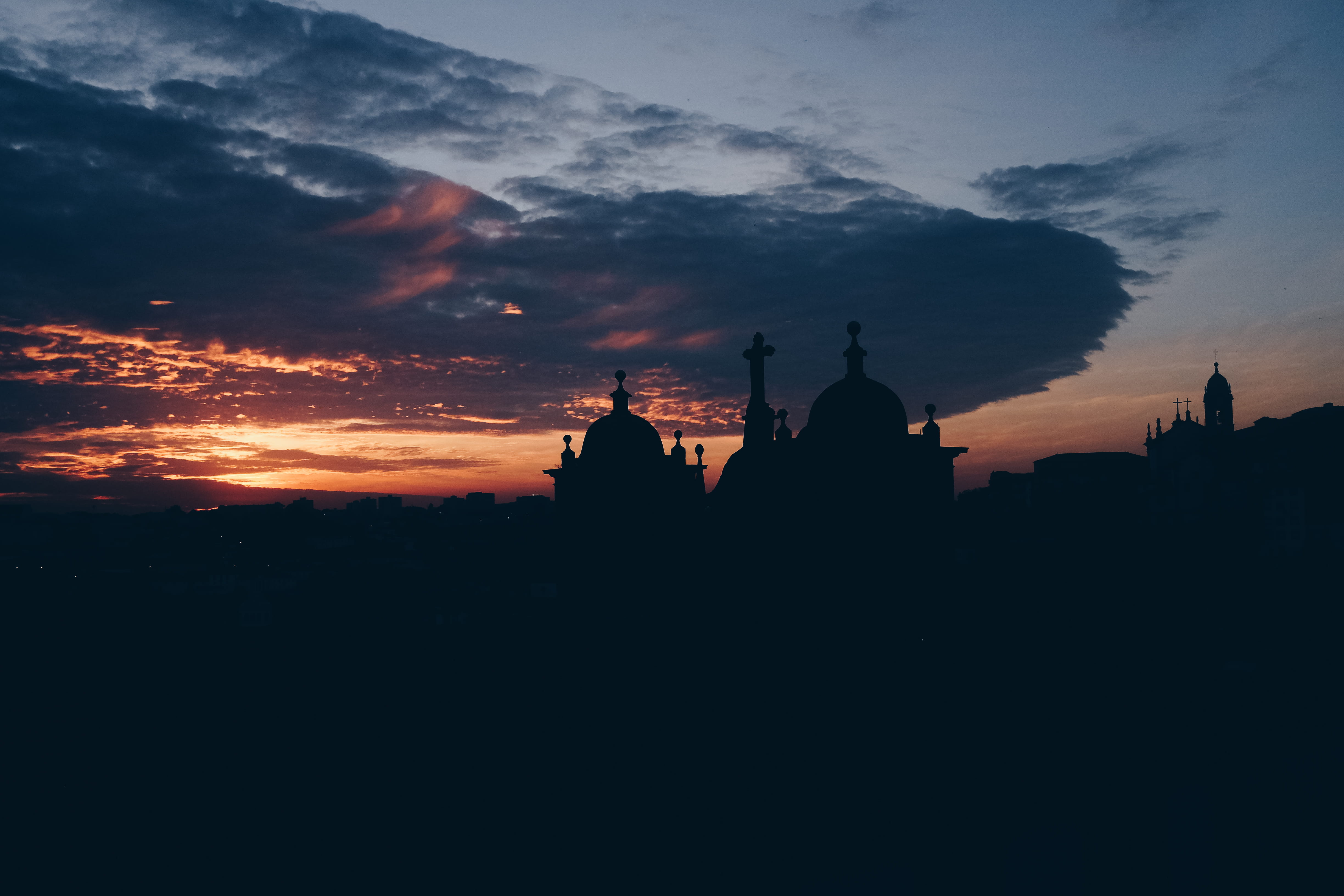Dome Building Under Black Sky, architecture, backlit, castle