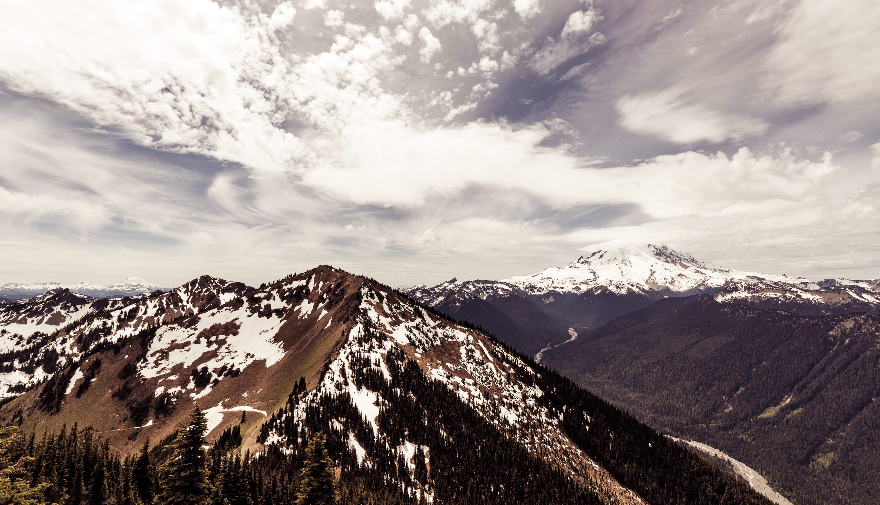mountain coated with snow, winter, cloud - sky, cold temperature