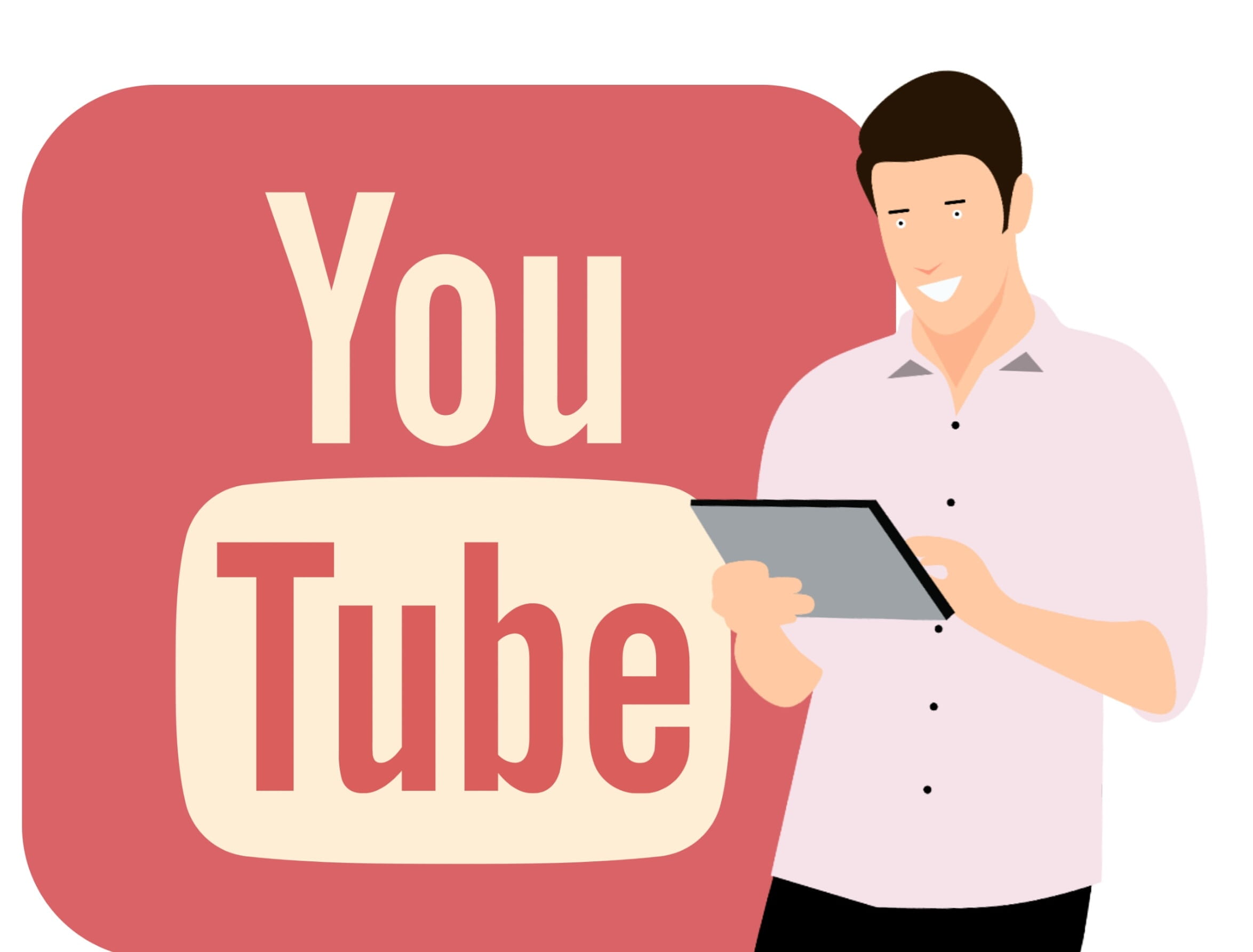 Social media man working with online video content., youtube