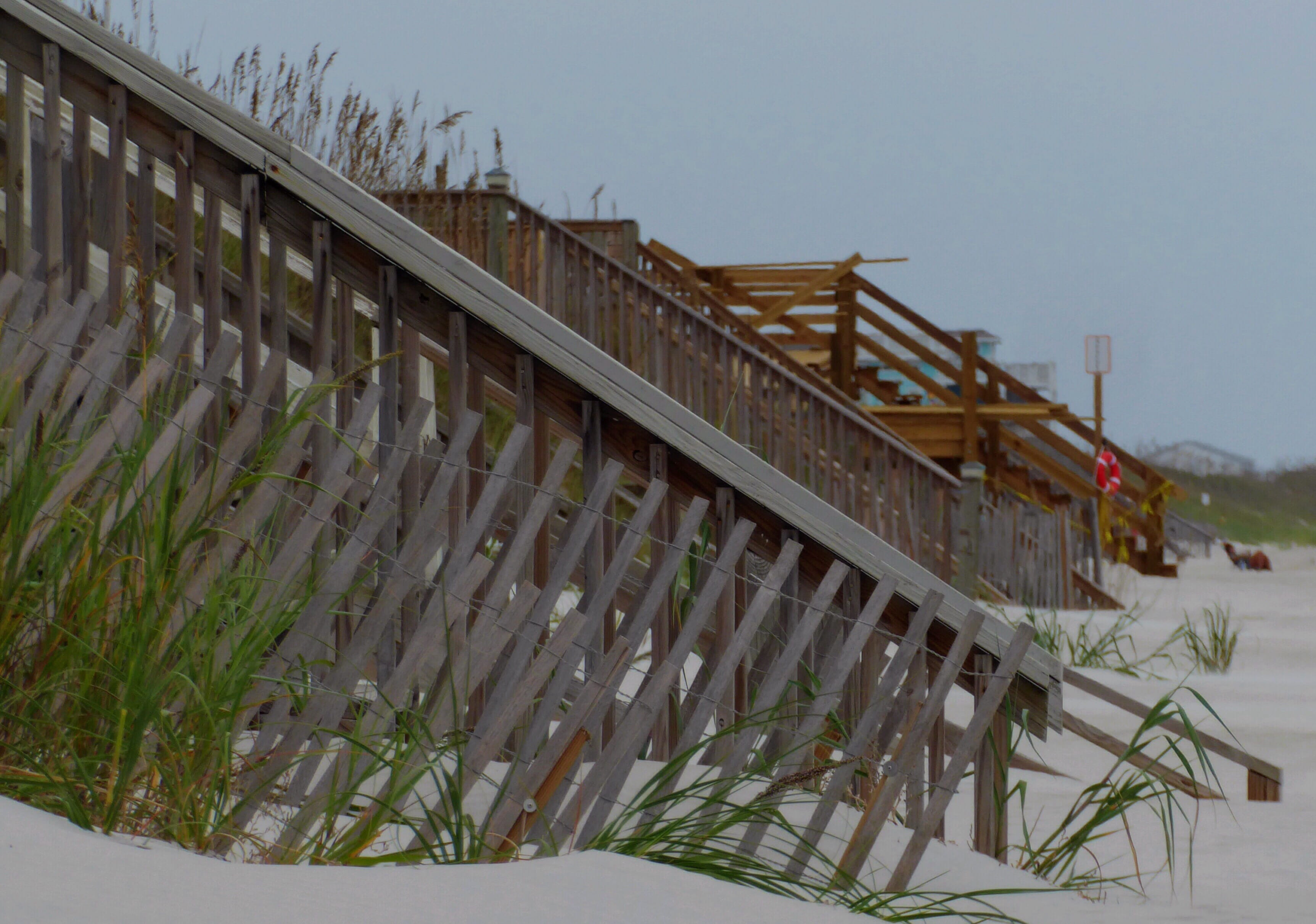 beach, steps, sand, ocean, shore, life preserver, built structure