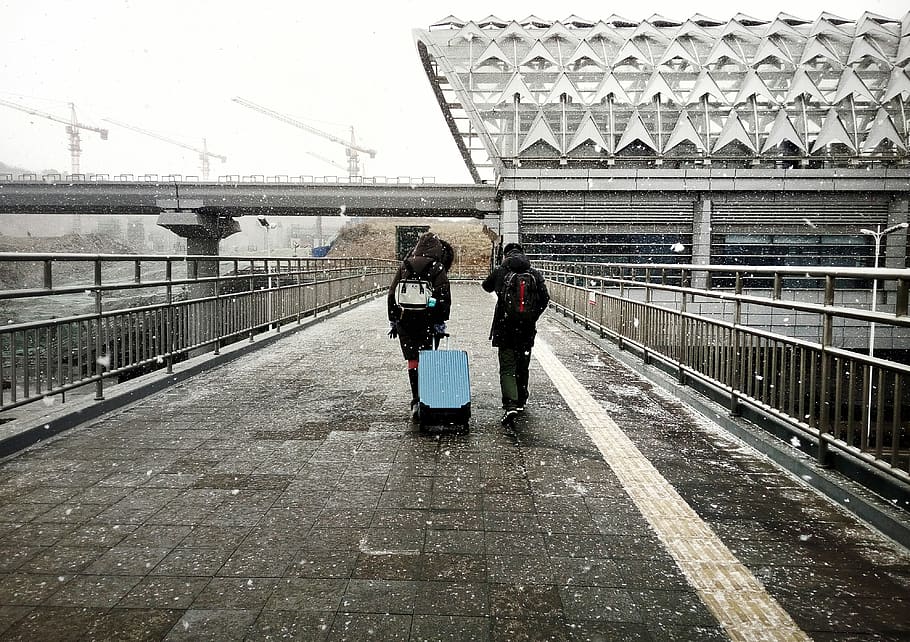 two people walking along pathway, person, human, road, pedestrian HD wallpaper
