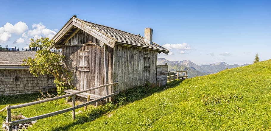Wooden House at Daytime, agriculture, alps, barn, building, country, HD wallpaper