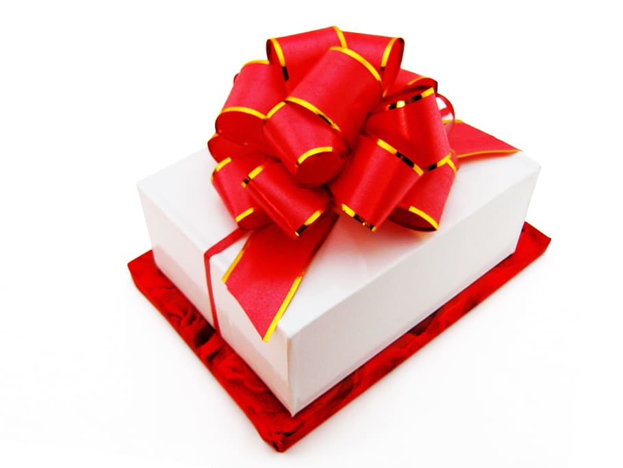 present, wrapping, isolated, decoration, bowing, red, anniversary HD wallpaper