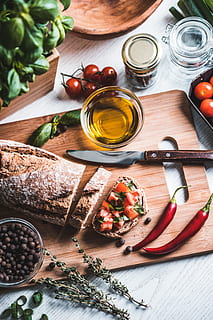 Country Bread, baked, bakery, baking, breakfast, cherry tomatoes HD wallpaper