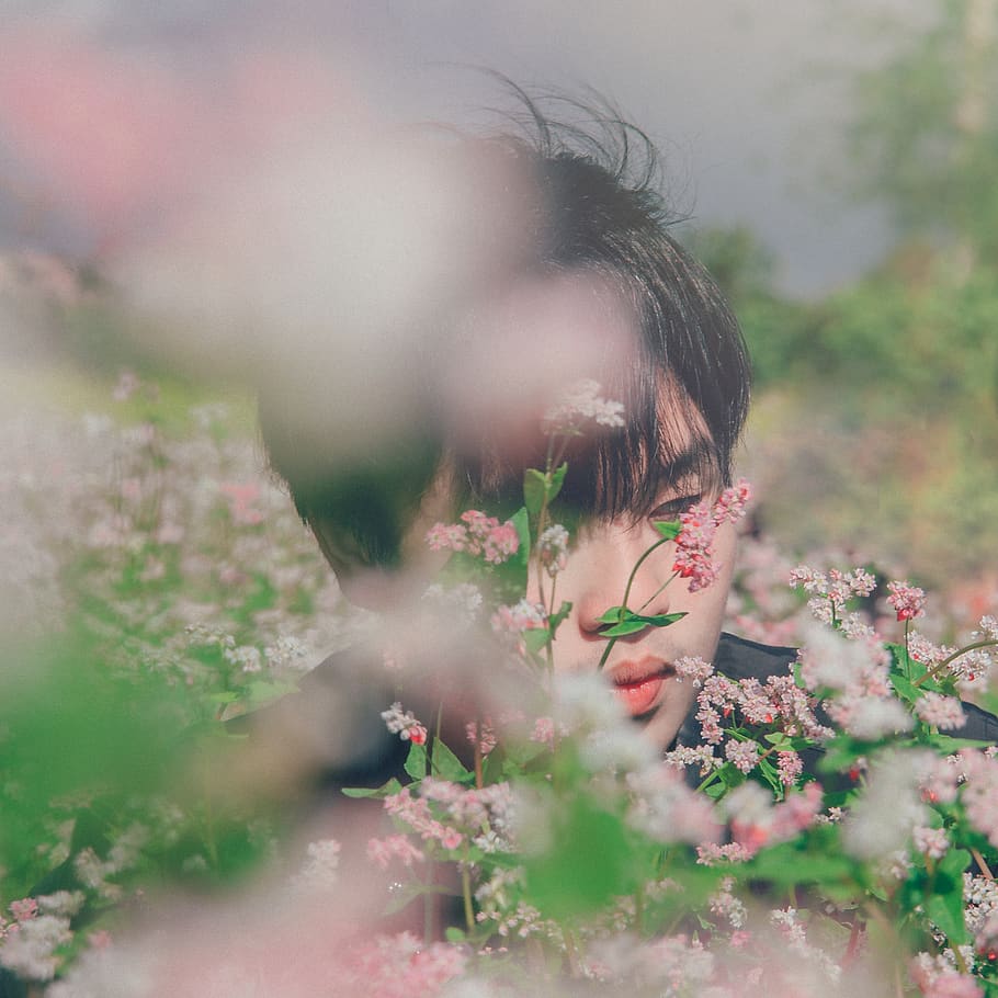 Photography of A Man Near Flowers, bloom, blooming, blur, boy HD wallpaper