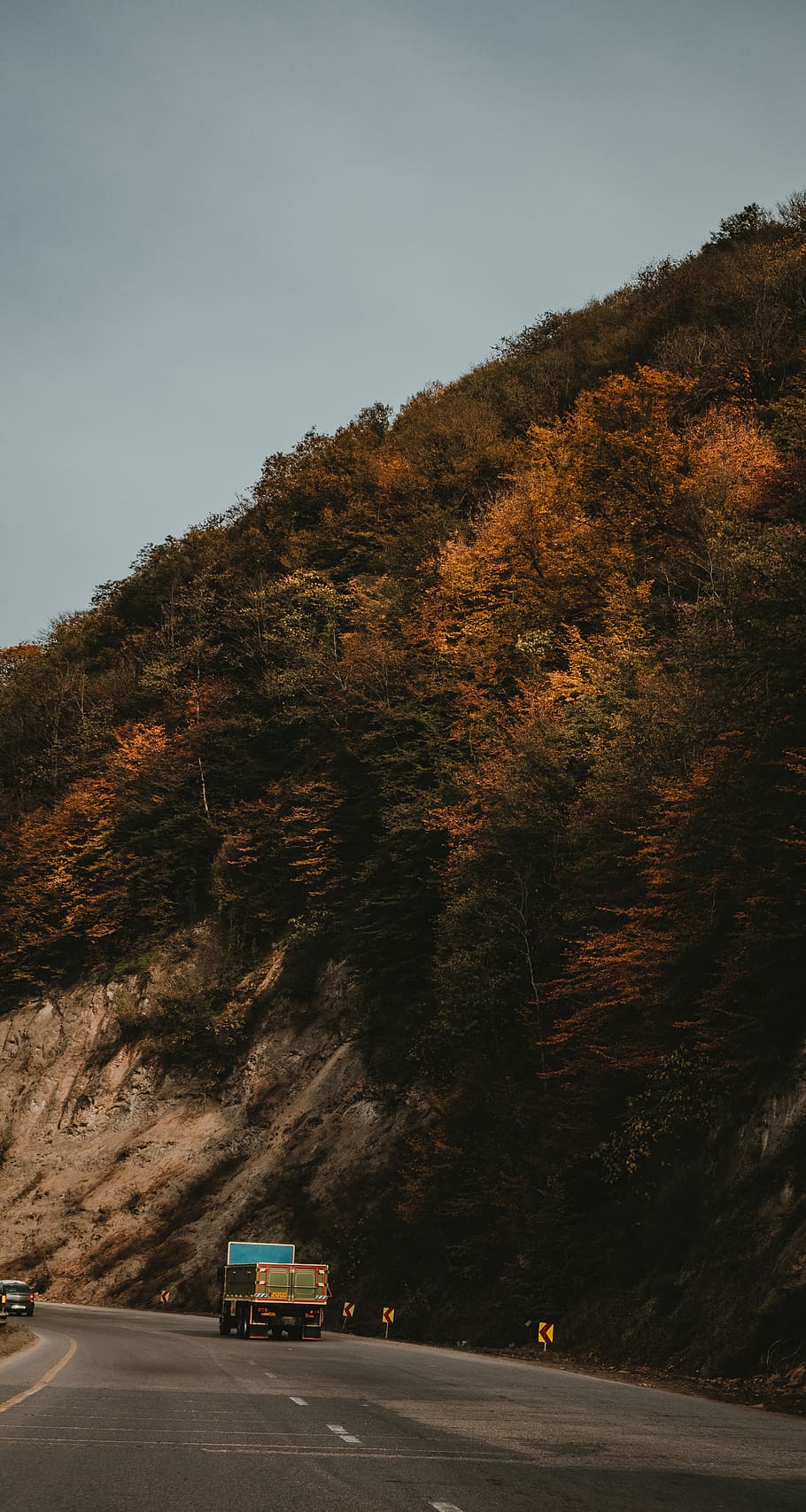 wallpaper, mountains, road, trees, transportation, mode of transportation HD wallpaper