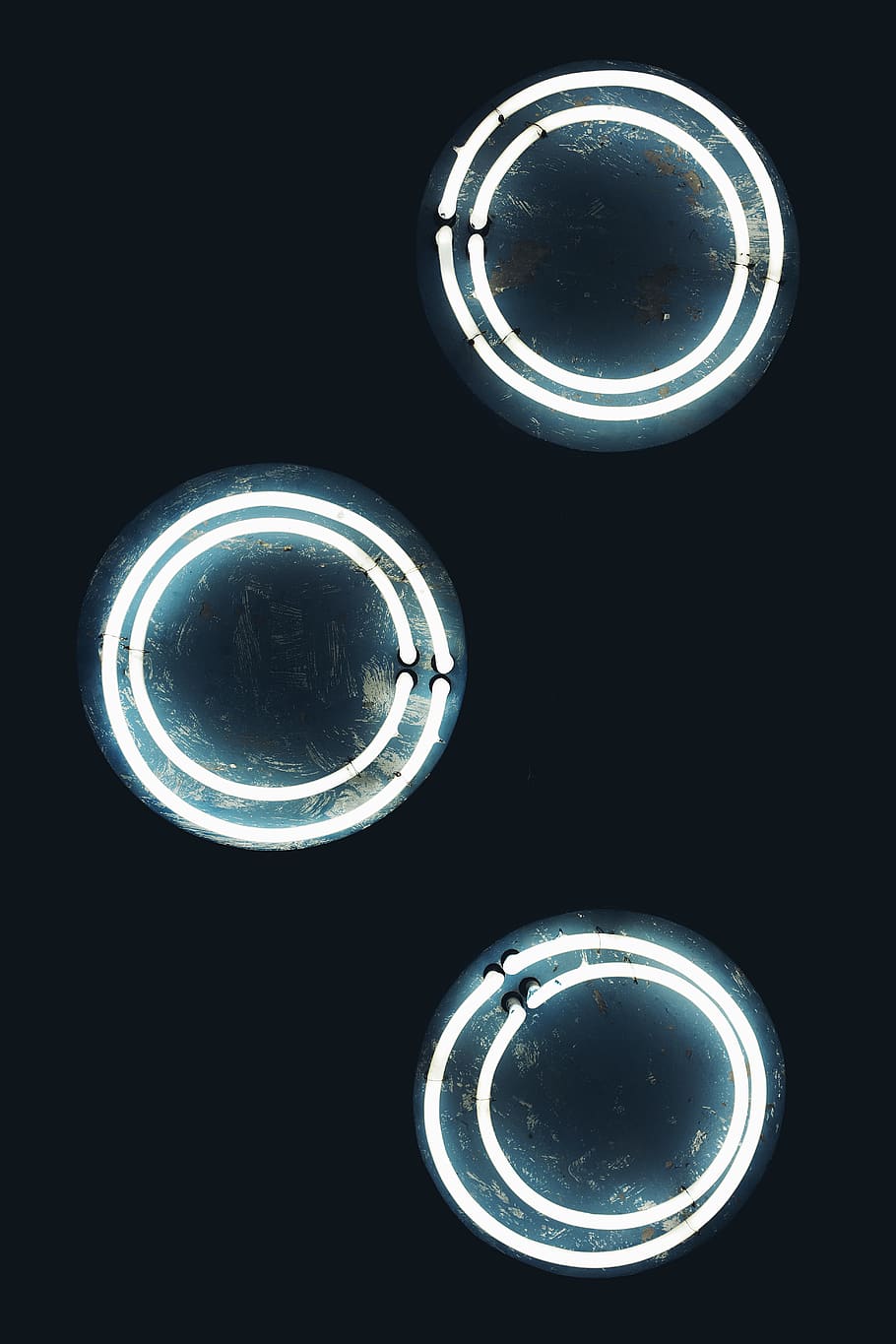 white neon lights, black background, circle, shape, geometric shape HD wallpaper
