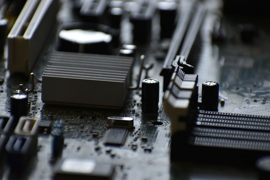 tech, motherboard, technology, selective focus, computer chip HD wallpaper