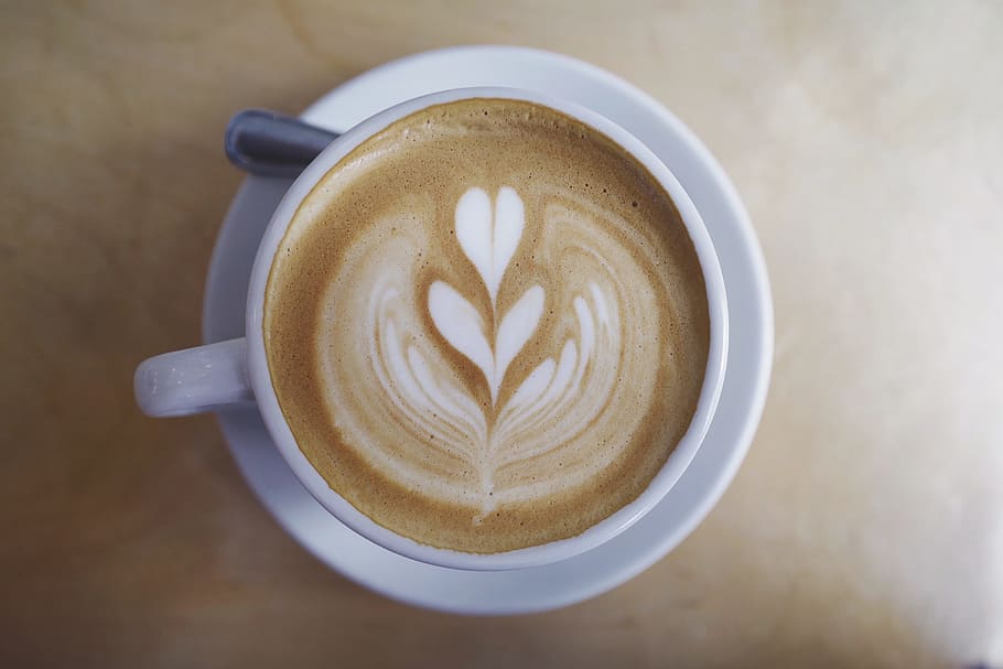 coffee, caffe, latte, art, steamed, milk, froth, foam, cup, HD wallpaper
