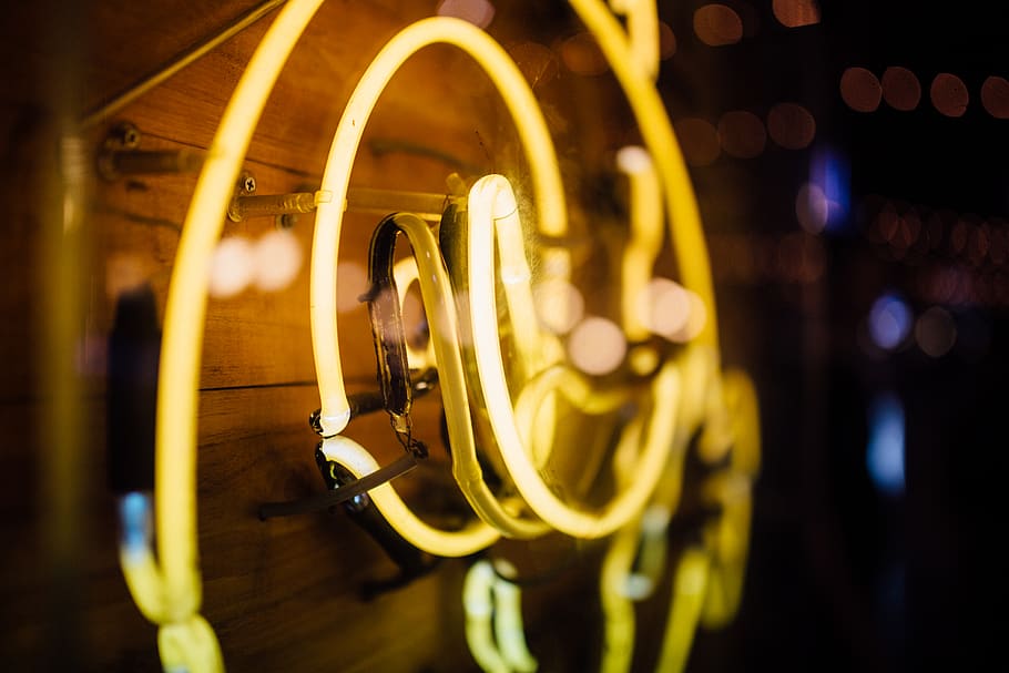 yellow neon light, arts culture and entertainment, brass instrument HD wallpaper