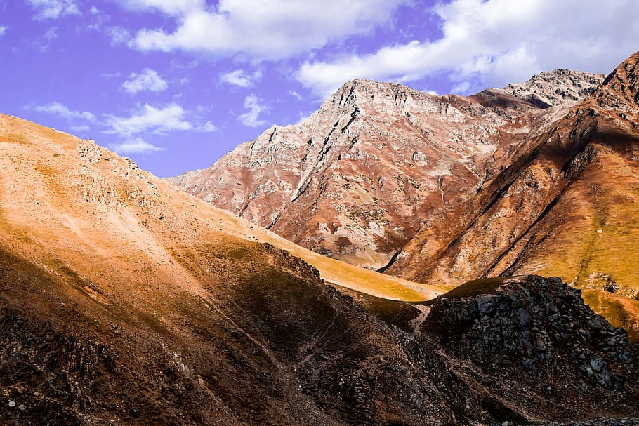 sky, mountains, clouds, adventure, mood, blue, nature, outdoor HD wallpaper