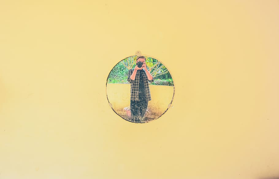Person Taking Photo Icon, bright, camera, colors, man, shape HD wallpaper
