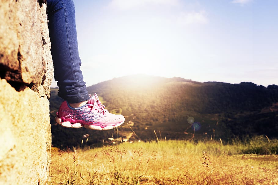 Selective Focus Photo of Woman Sitting on Concrete , adventure HD wallpaper