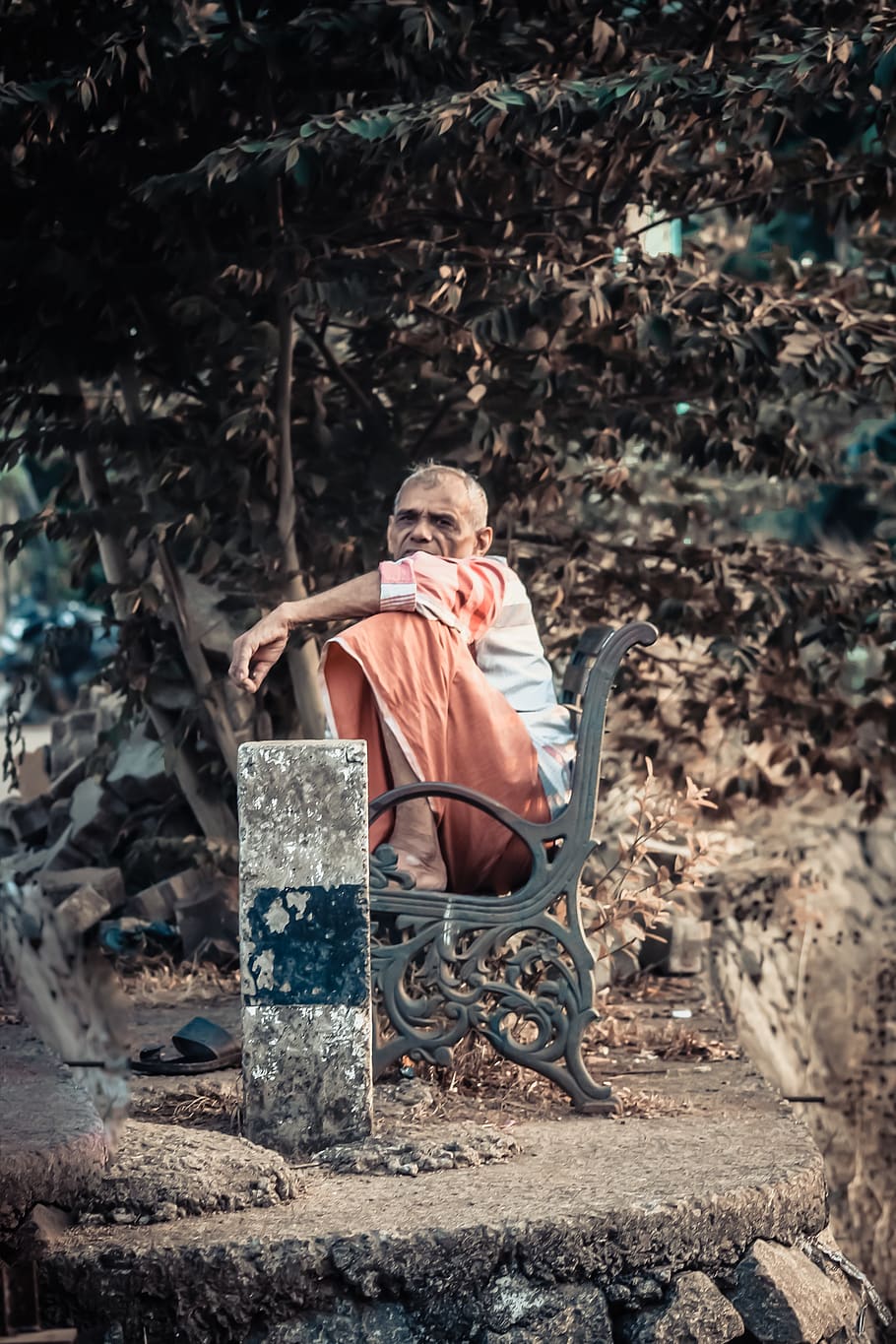 india, kottayam, alone, grandfather, senior, real people, one person