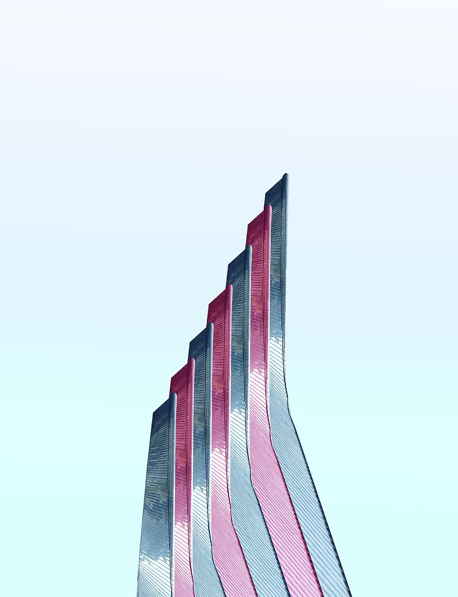 red and black wallpaper, minimal, building, geometry, sky, stripe HD wallpaper