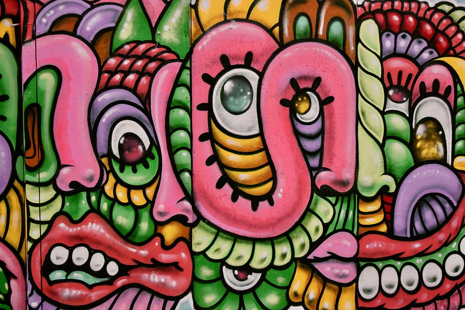 london, united kingdom, camden town, colorful, cartoon, graffiti art, HD wallpaper