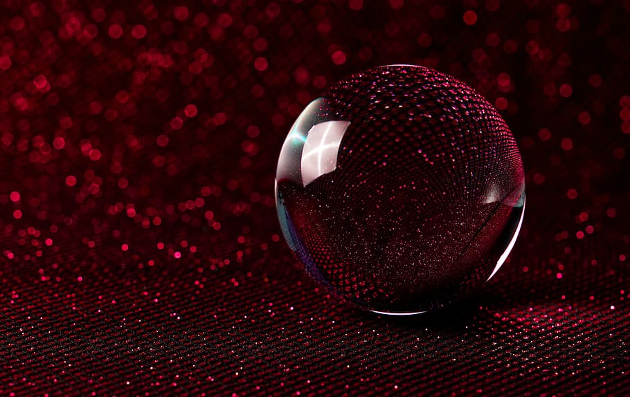 crystal ball-photography, bokeh, red, glitter, lights, colorful, HD wallpaper