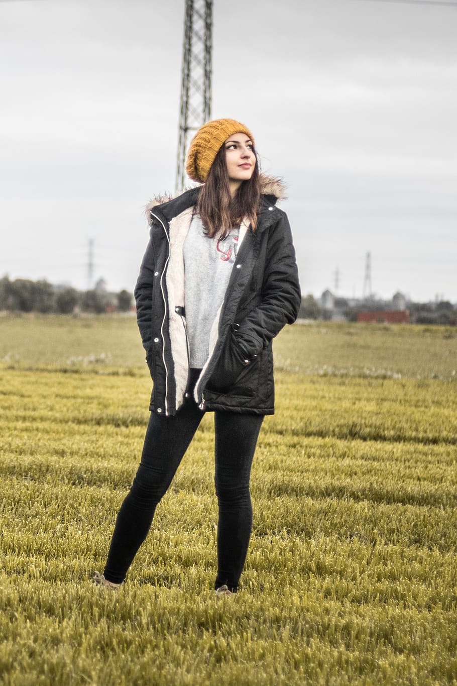 young adult, one person, field, beauty, young women, standing HD wallpaper