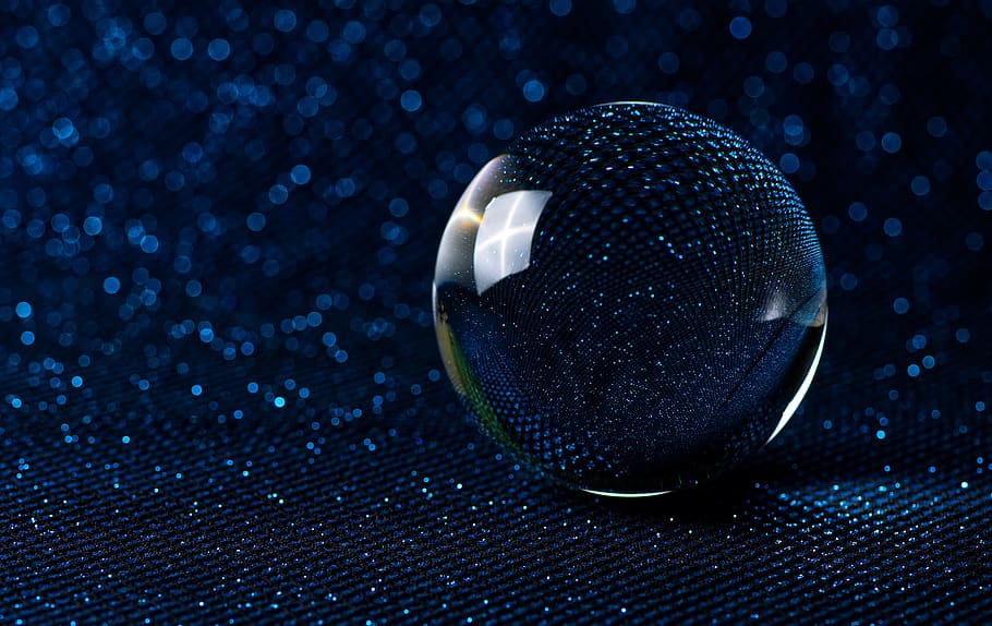 crystal ball-photography, bokeh, blue, glitter, lights, colorful, HD wallpaper