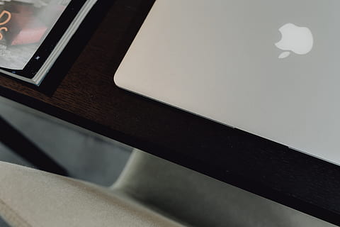 Stylish workspace with MacBook computer on home or studio, tech HD wallpaper