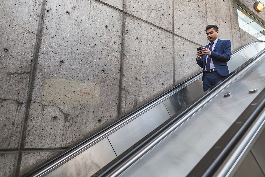 people, man, formal, escalator, wall, infrastructure, building HD wallpaper