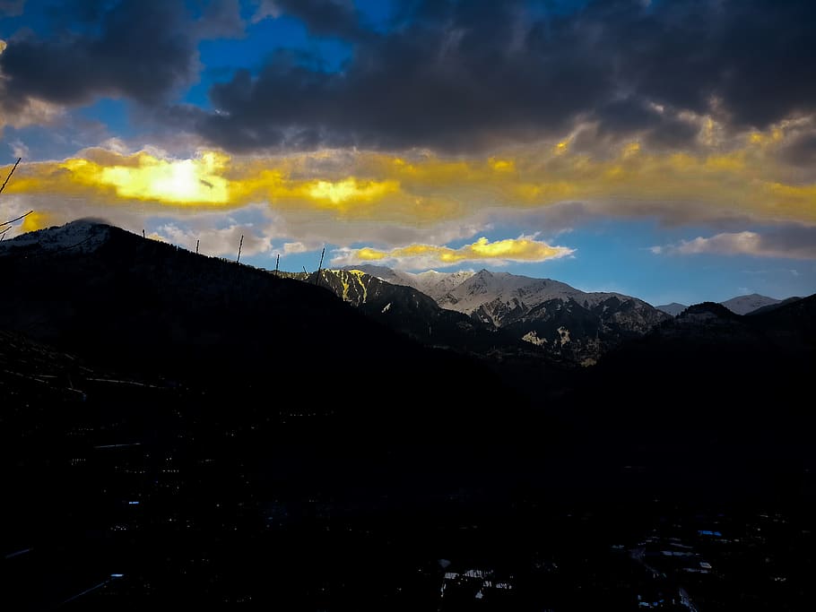 india, manali, dark, sky, mountain, cloud - sky, scenics - nature, HD wallpaper