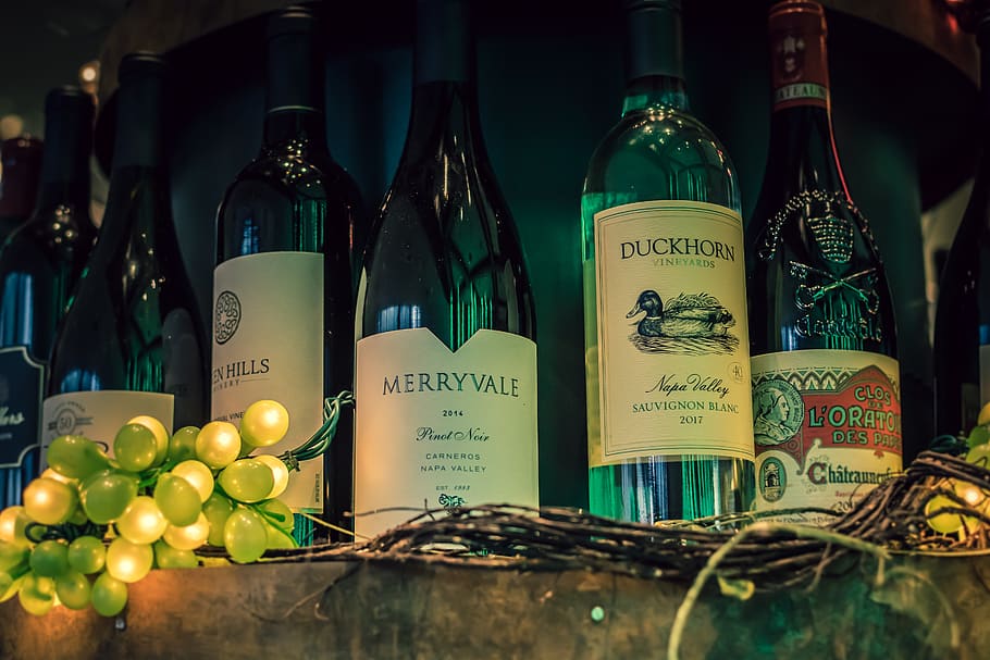 Five Assorted-variety Labeled Bottles, alcohol, bar, beverage HD wallpaper