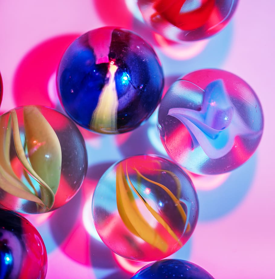 Selective Focus Photography of Assorted-color Marble Toys, art, HD wallpaper