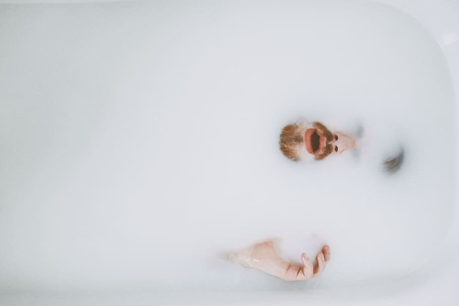 water, translucid, drowning, man, milk, white, one person, body part HD wallpaper