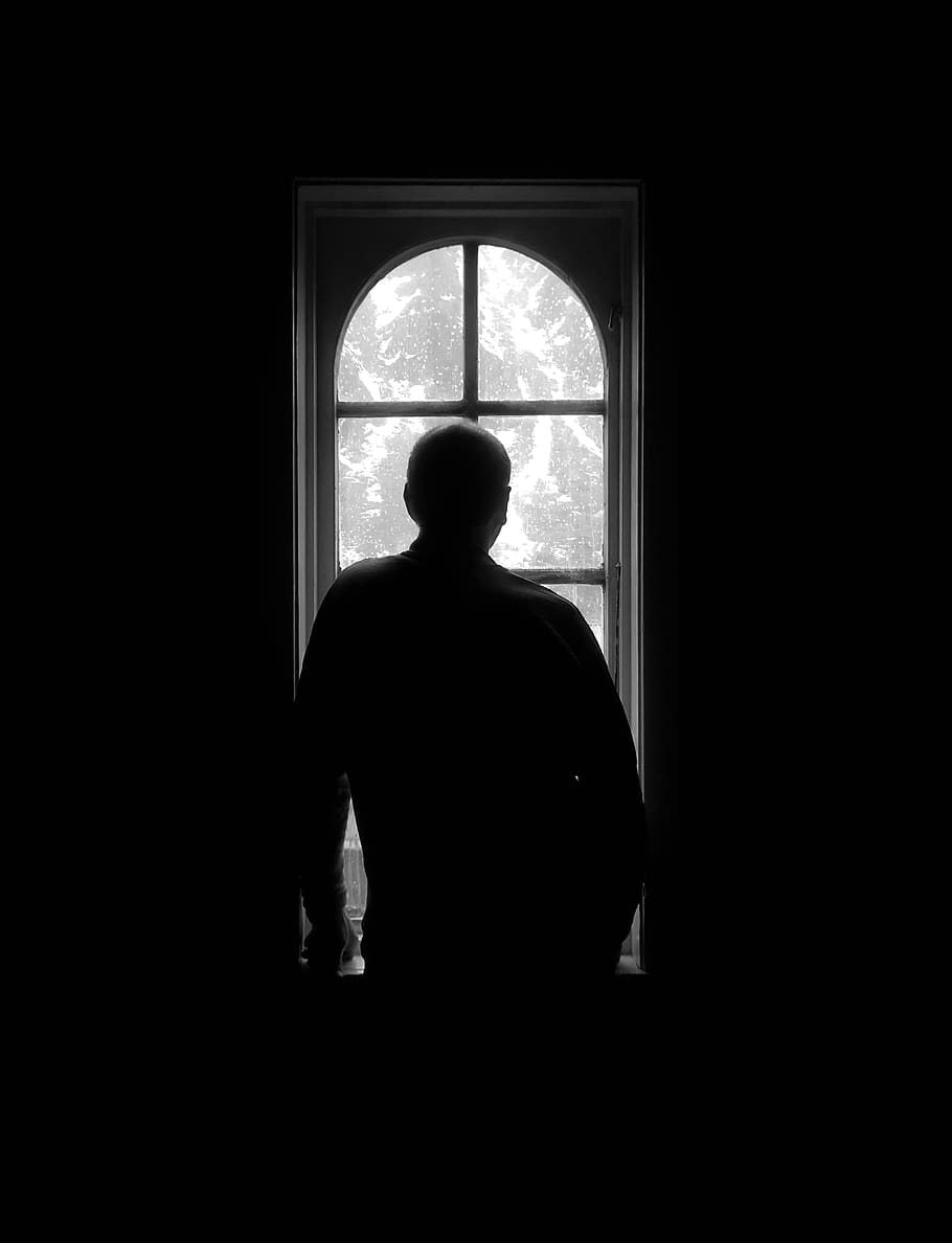 silhouette, human, person, window, ballstad - lofoten, norway HD wallpaper