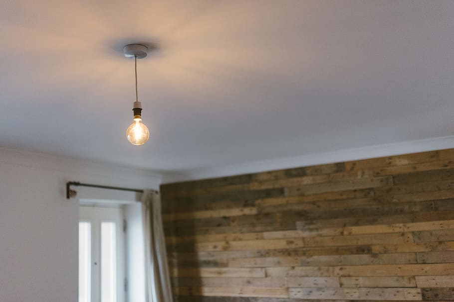 Turned on Clear Light Bulb, architecture, ceiling, empty, indoors HD wallpaper