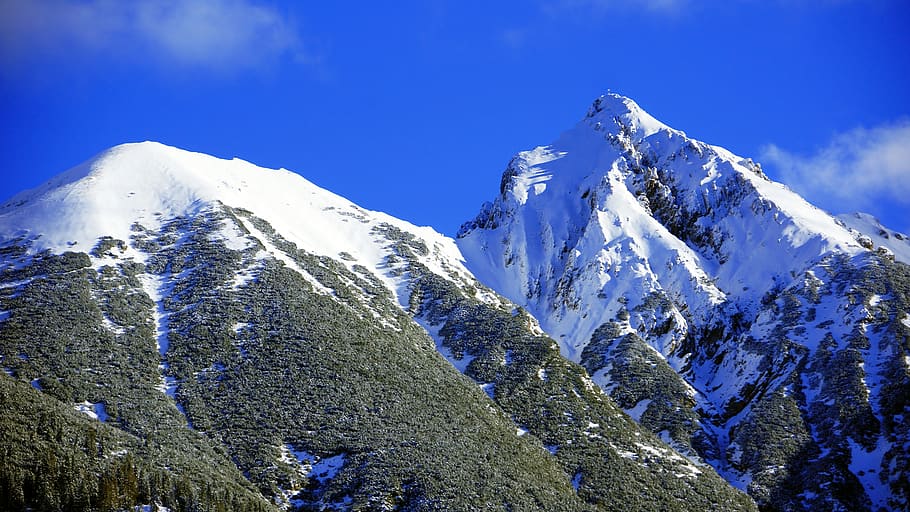 snow-capped mountain under blue sky, mountain range, nature, outdoors HD wallpaper